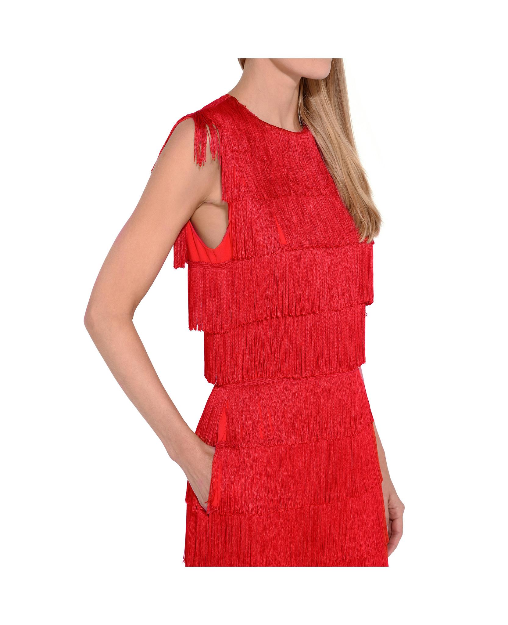 stella mccartney red fringe dress