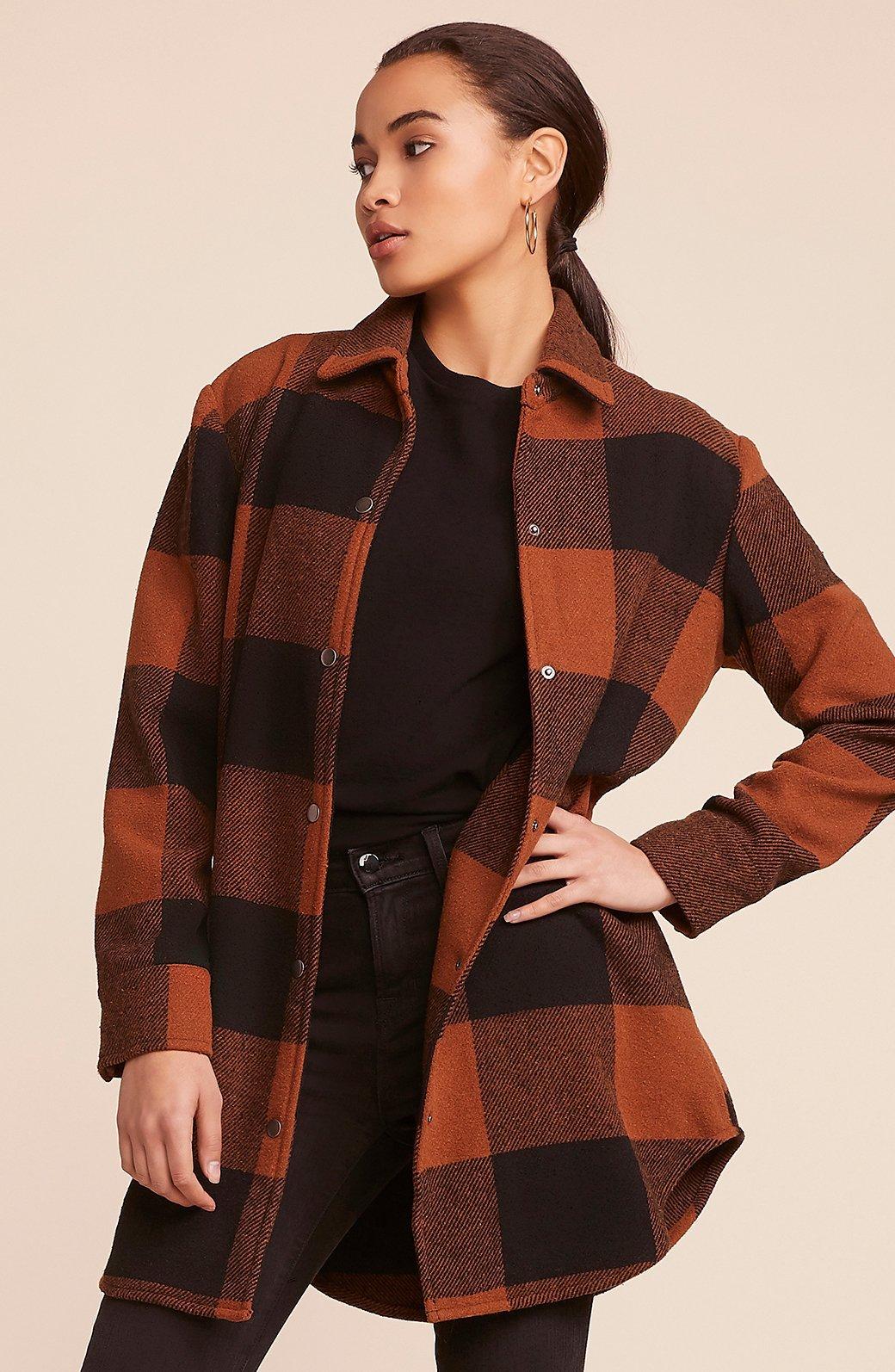 bb dakota eldridge plaid coat green