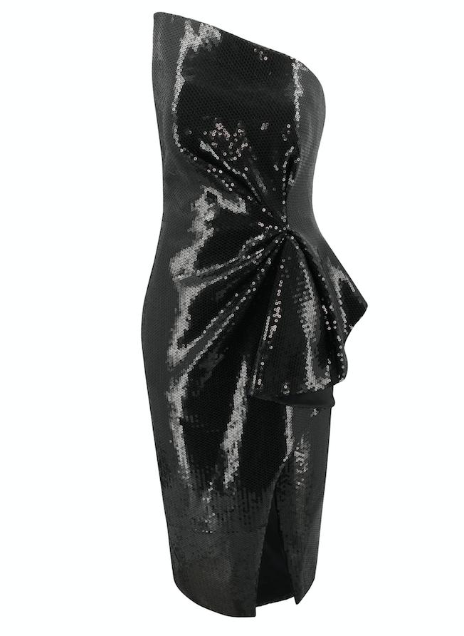 Pamella Roland Liquid Sequin Cocktail Dress in Black | Lyst