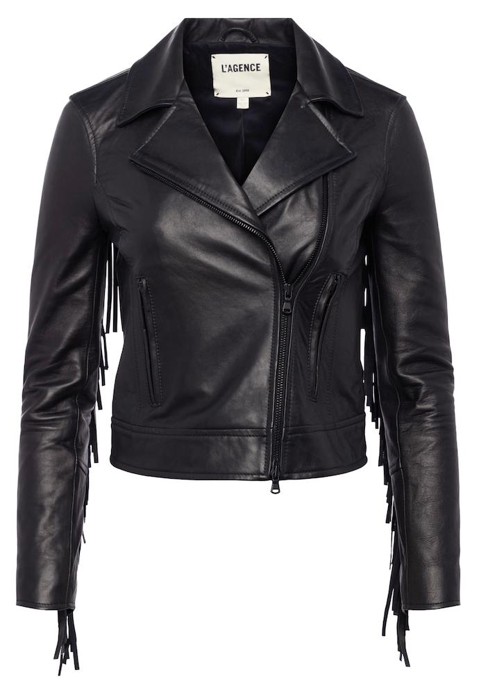 L'Agence Kravitz Fringe Leather Jacket in Black | Lyst