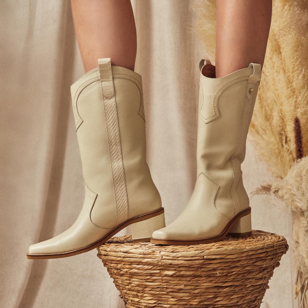 Stivali New York Arhuaco Cowboy Boots In Ivory Leather | Lyst