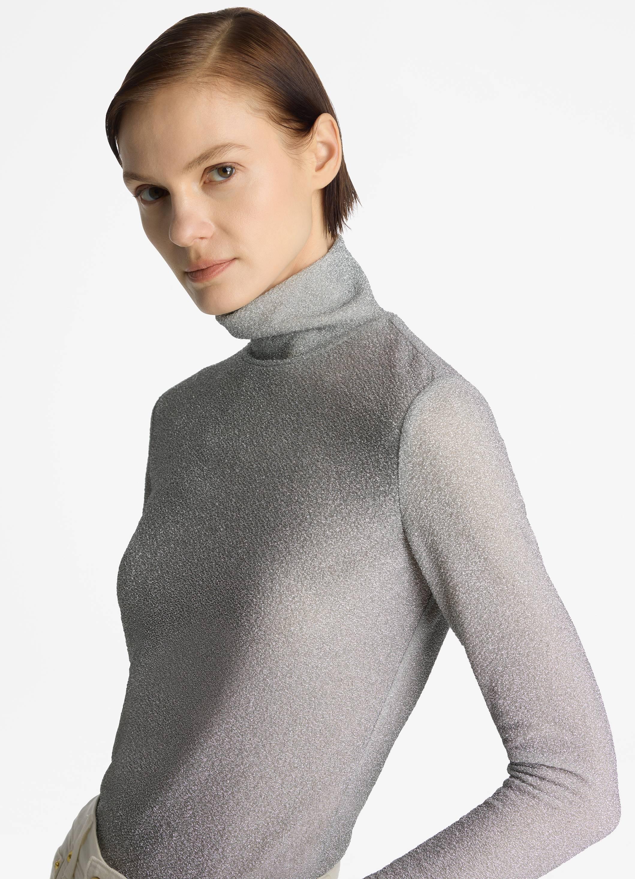 Metallic silver turtleneck discount