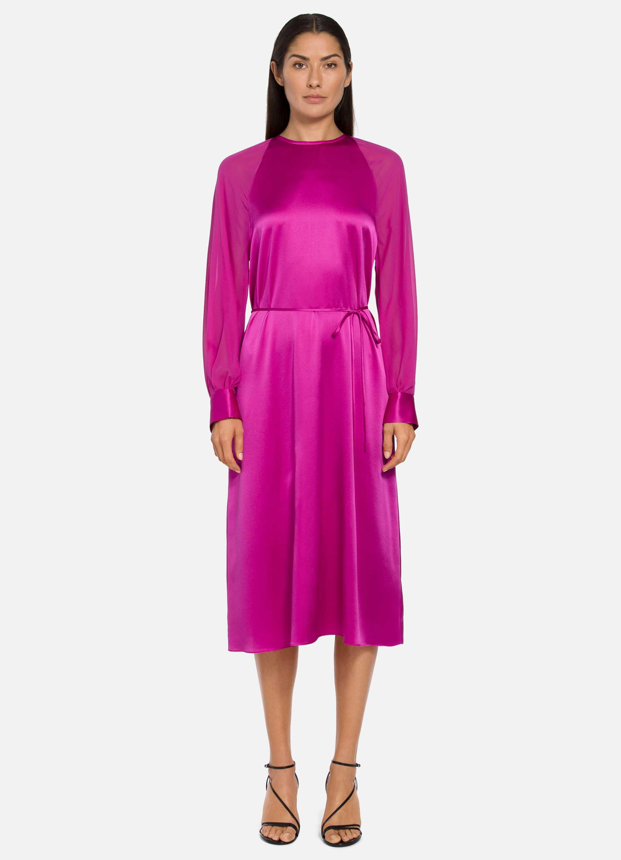 St. John Stretch Silk Charmeuse Dress in Fuschia Rose (Pink) - Save 60% ...