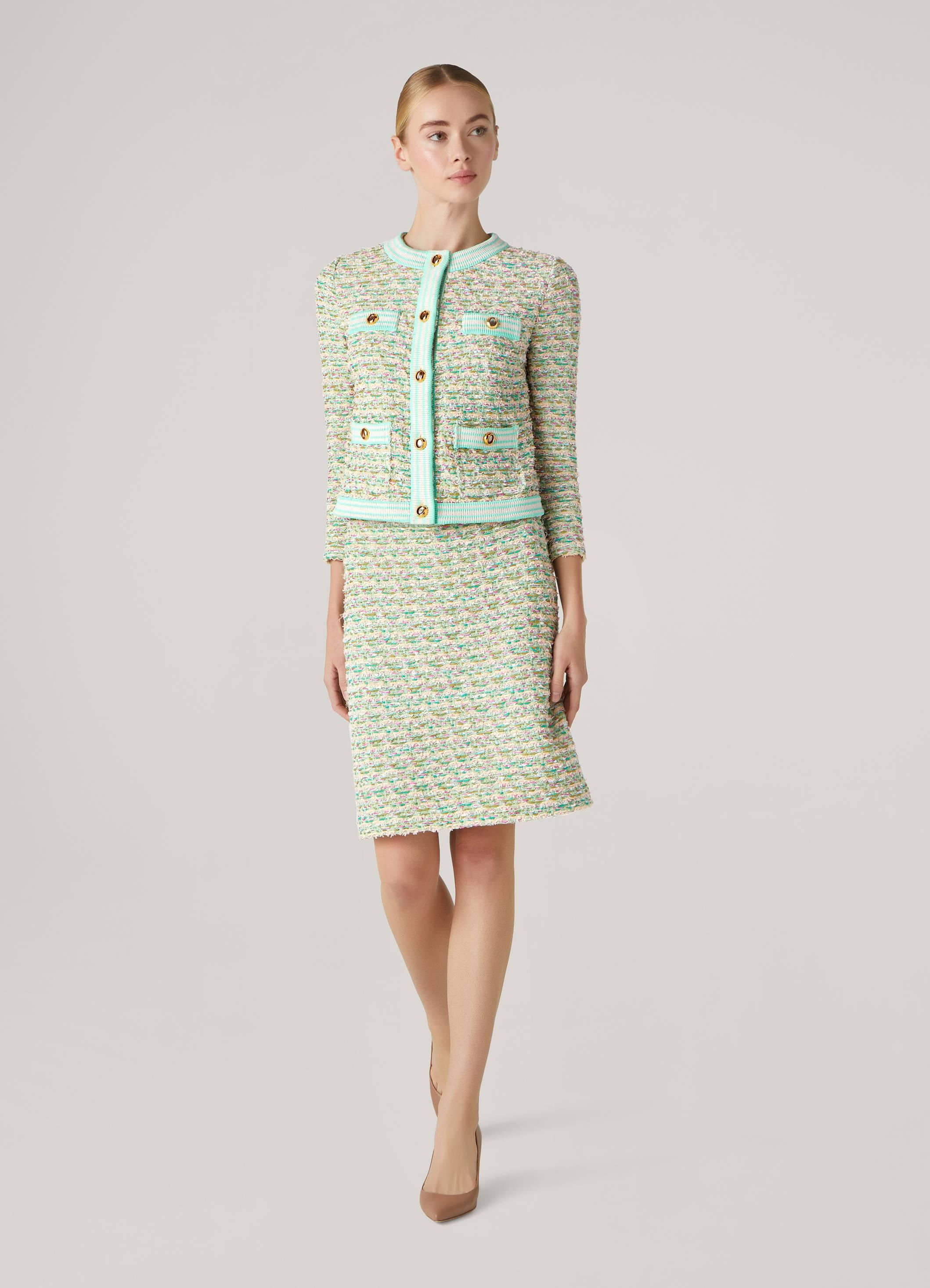 St. John Multi Boucle Tweed Jacket With Pockets in Green Lyst