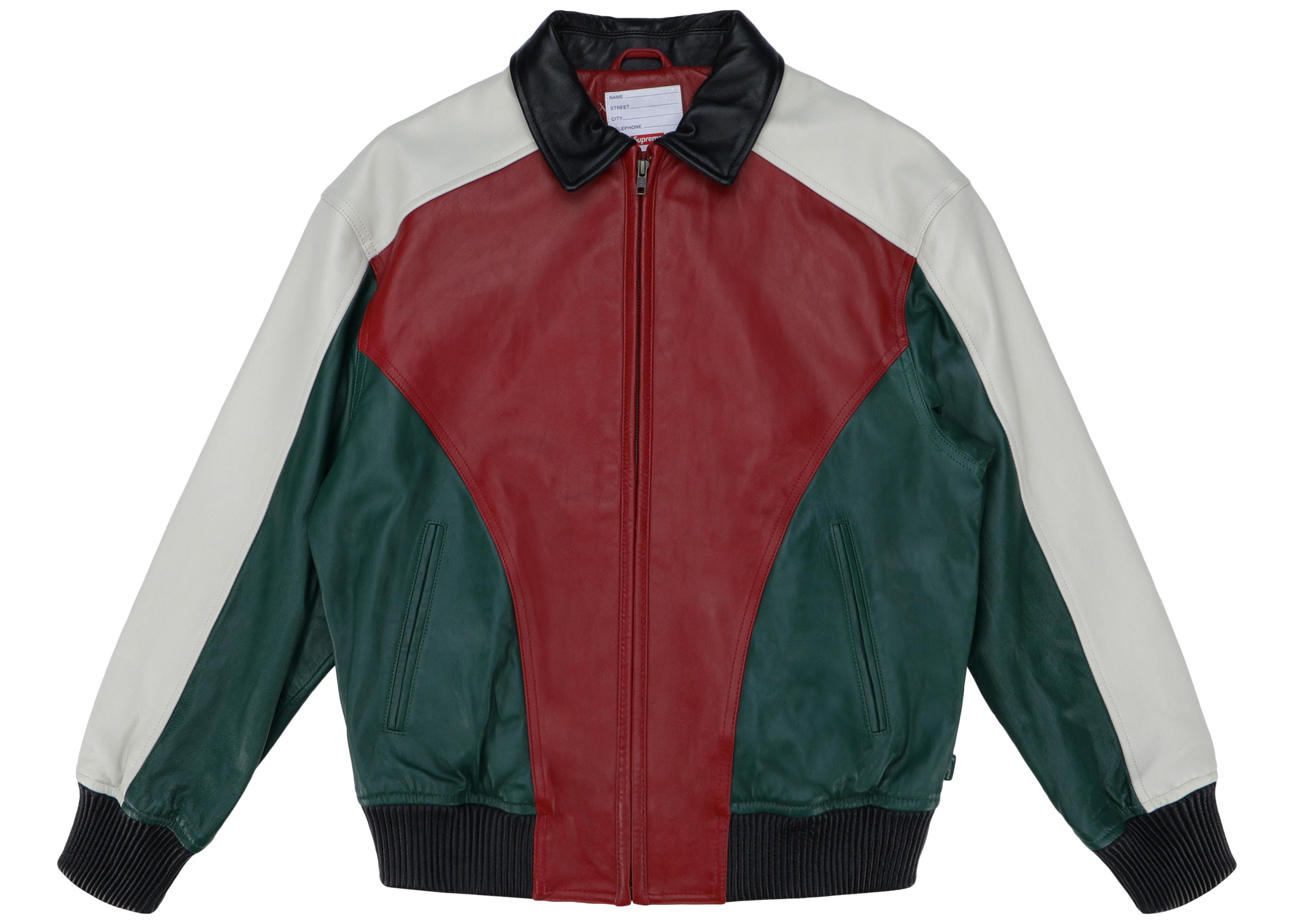 supreme leather jacket red