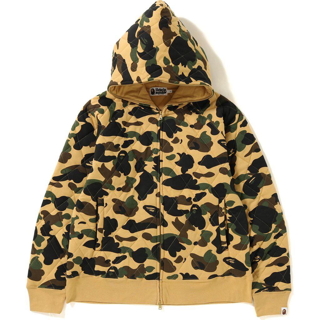 A Bathing Ape 1st Camo Quilting Wide Full Zip Hoodie Yellow for Men - Lyst