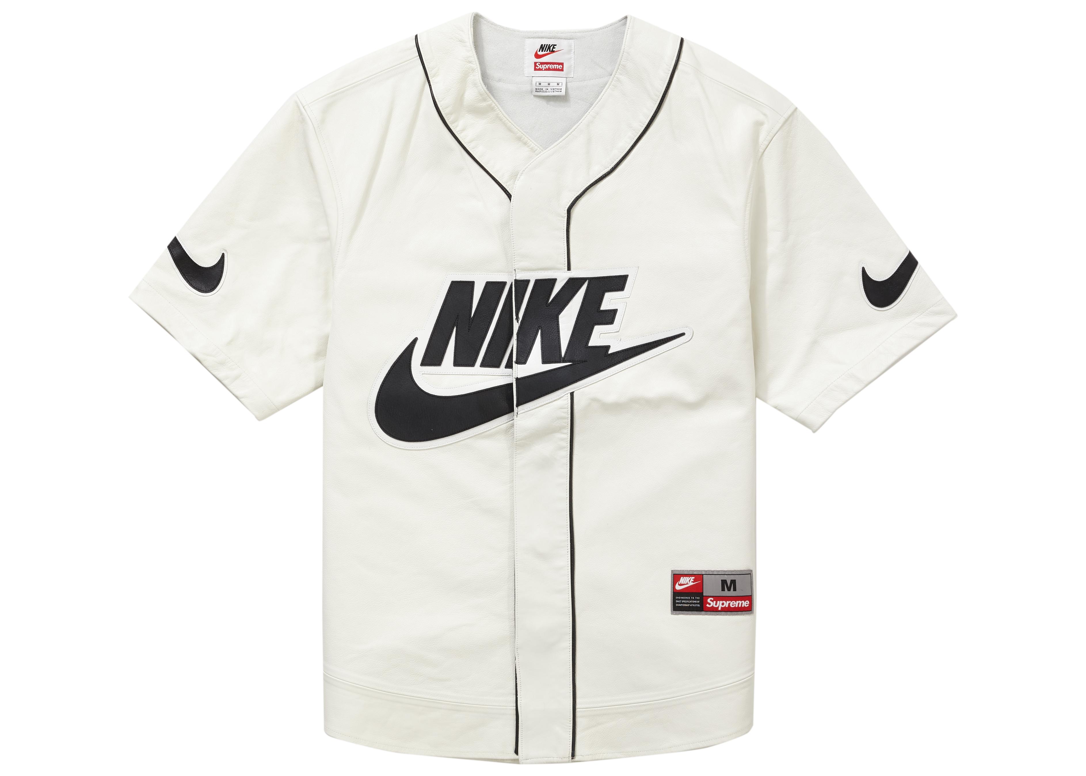 Supreme Nike Leather Baseball Jersey in White for Men - Lyst