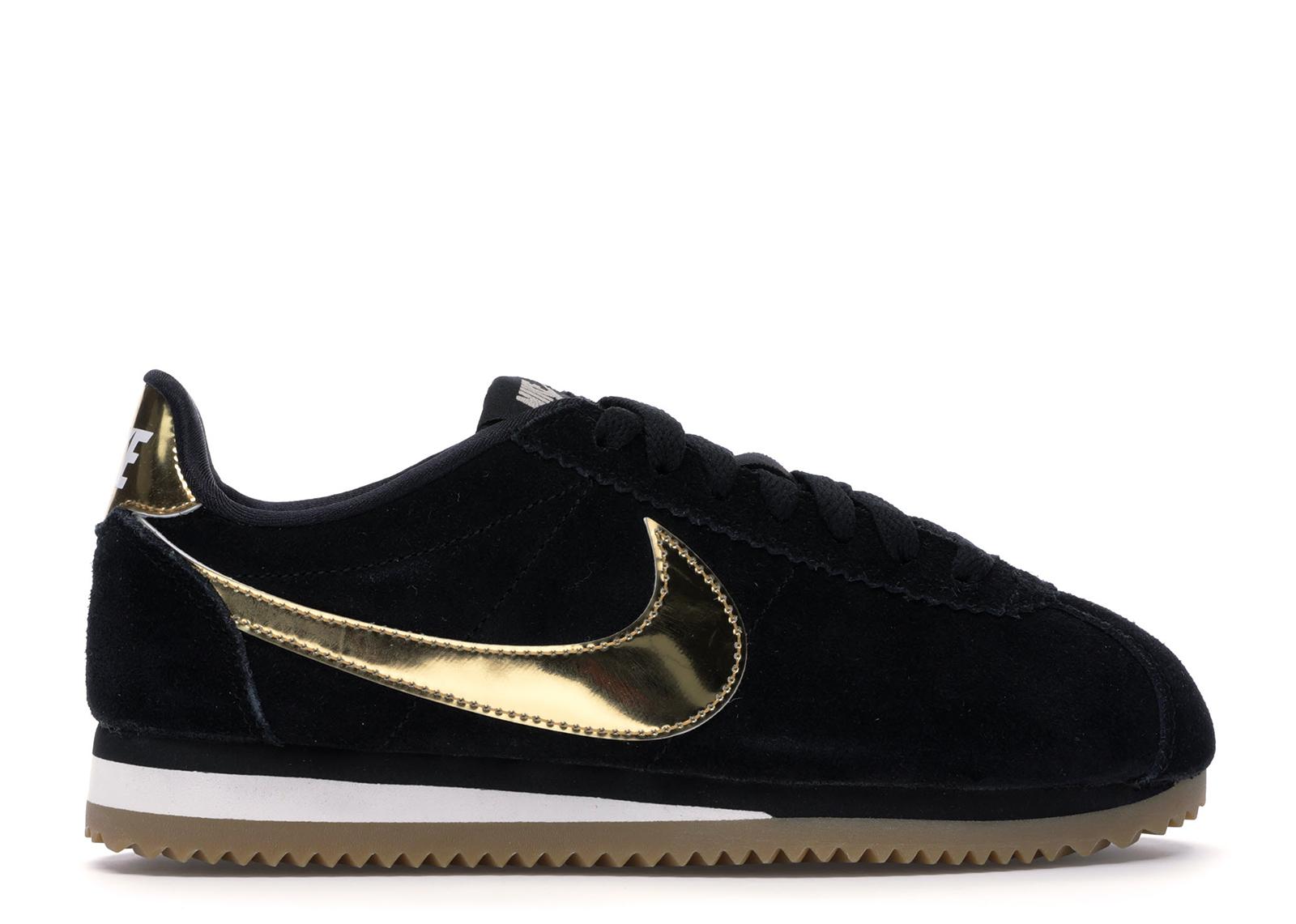 nike classic cortez womens black and gold