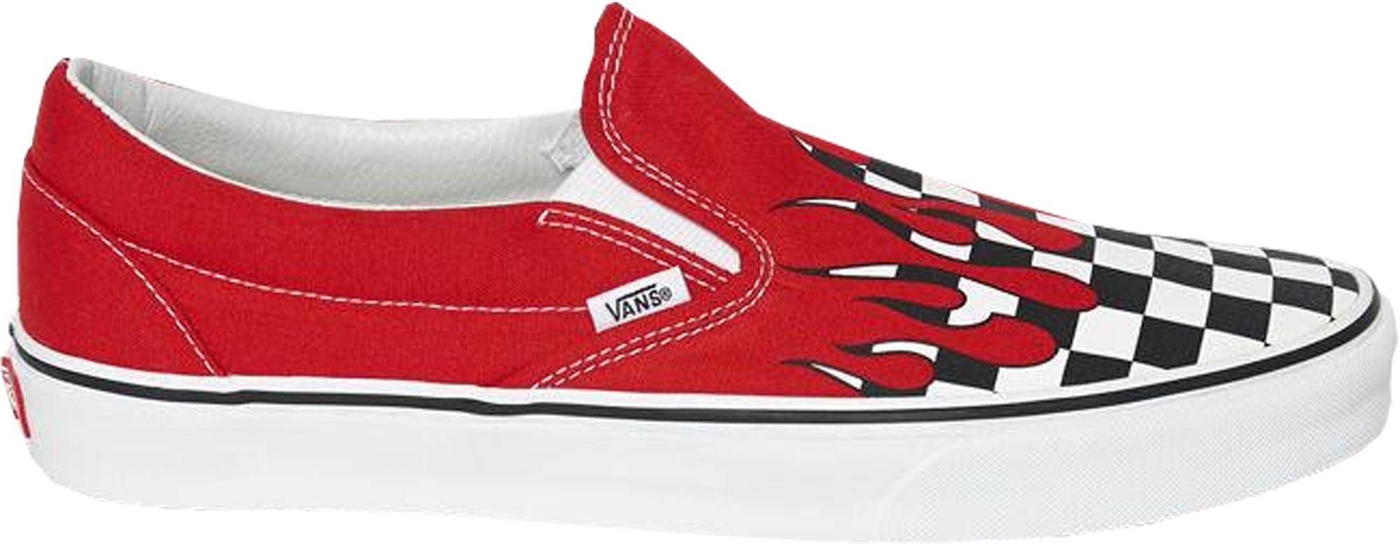 vans slip on checkerboard flame skate shoe