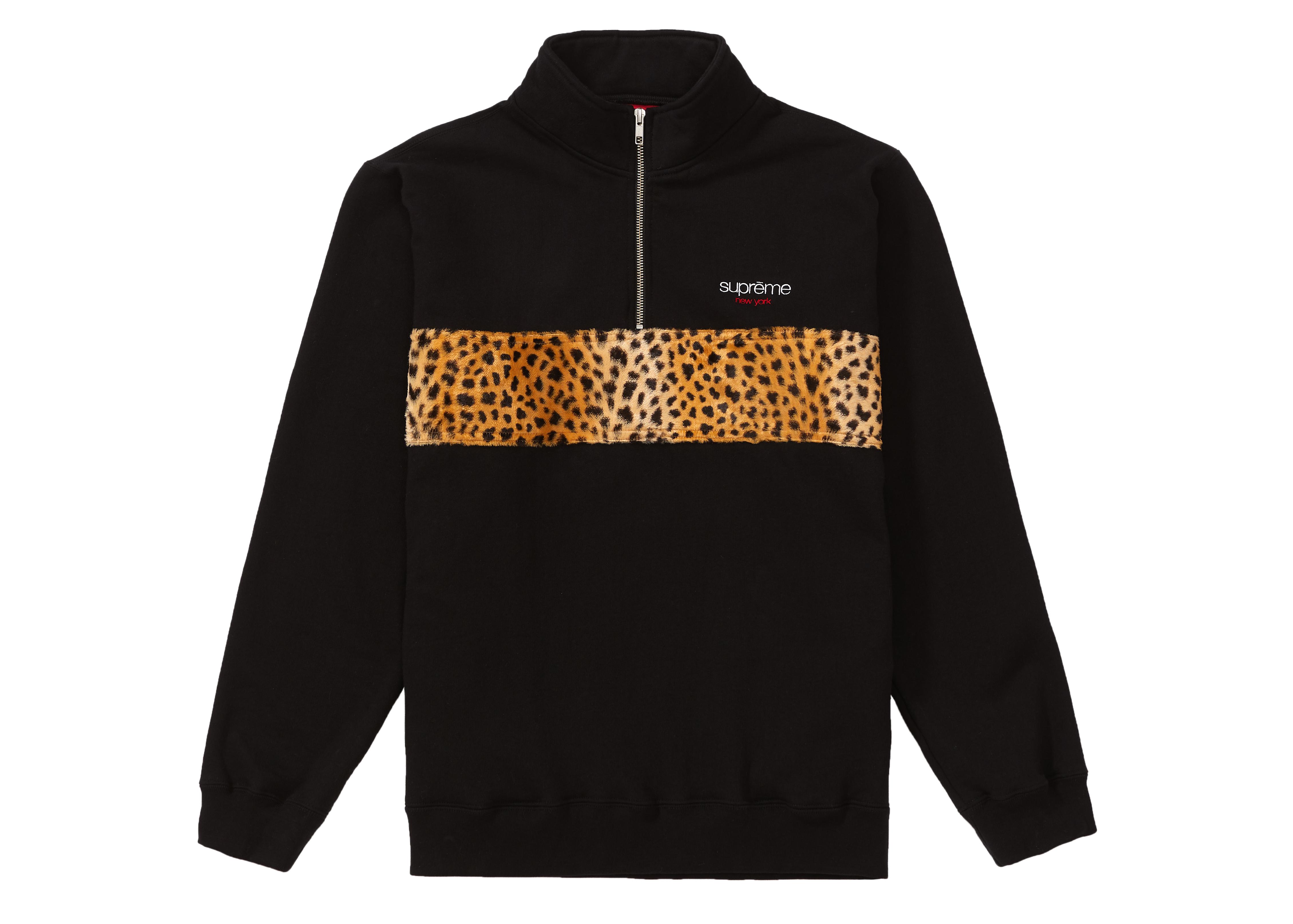 supreme half zip leopard