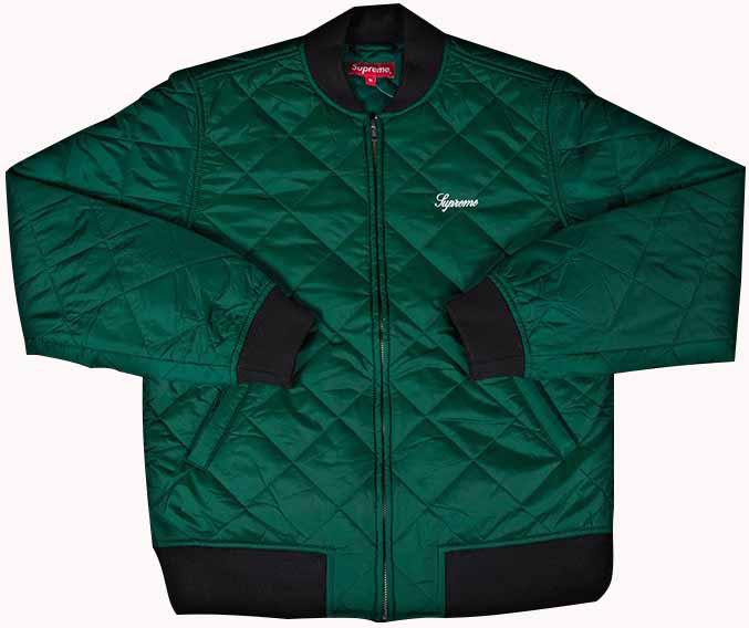 supreme sequin patch quilted bomber