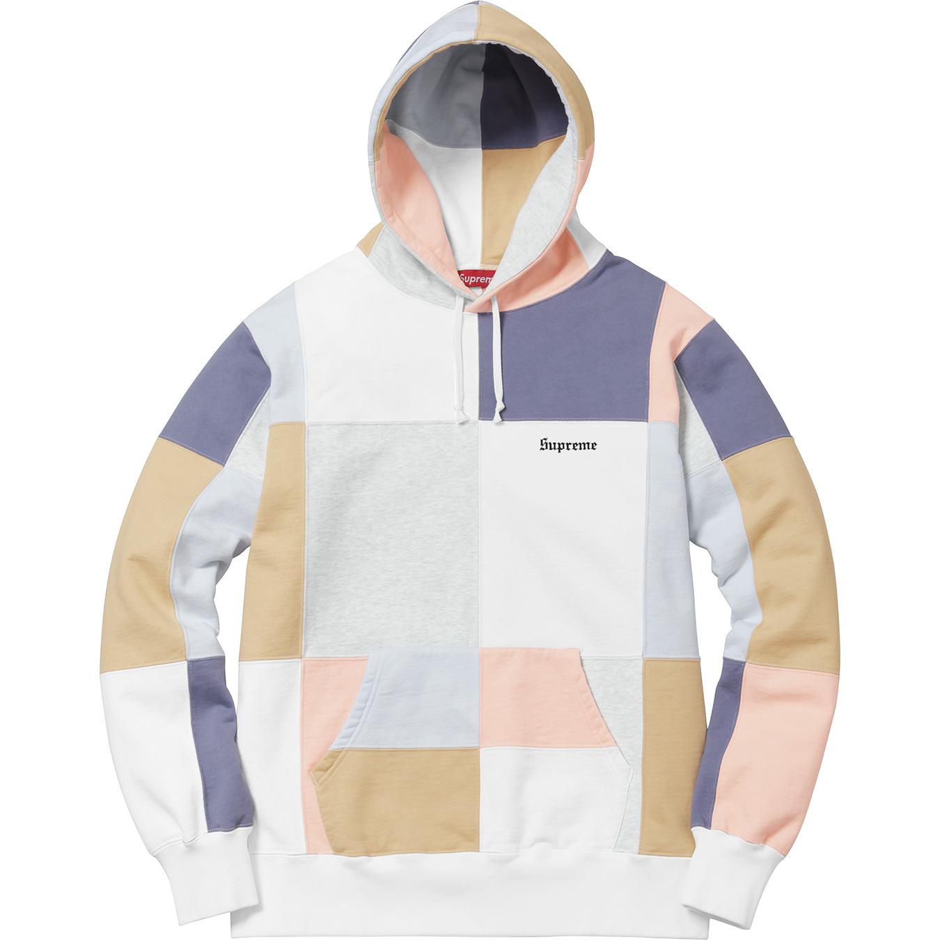 supreme patchwork hooded sweatshirt