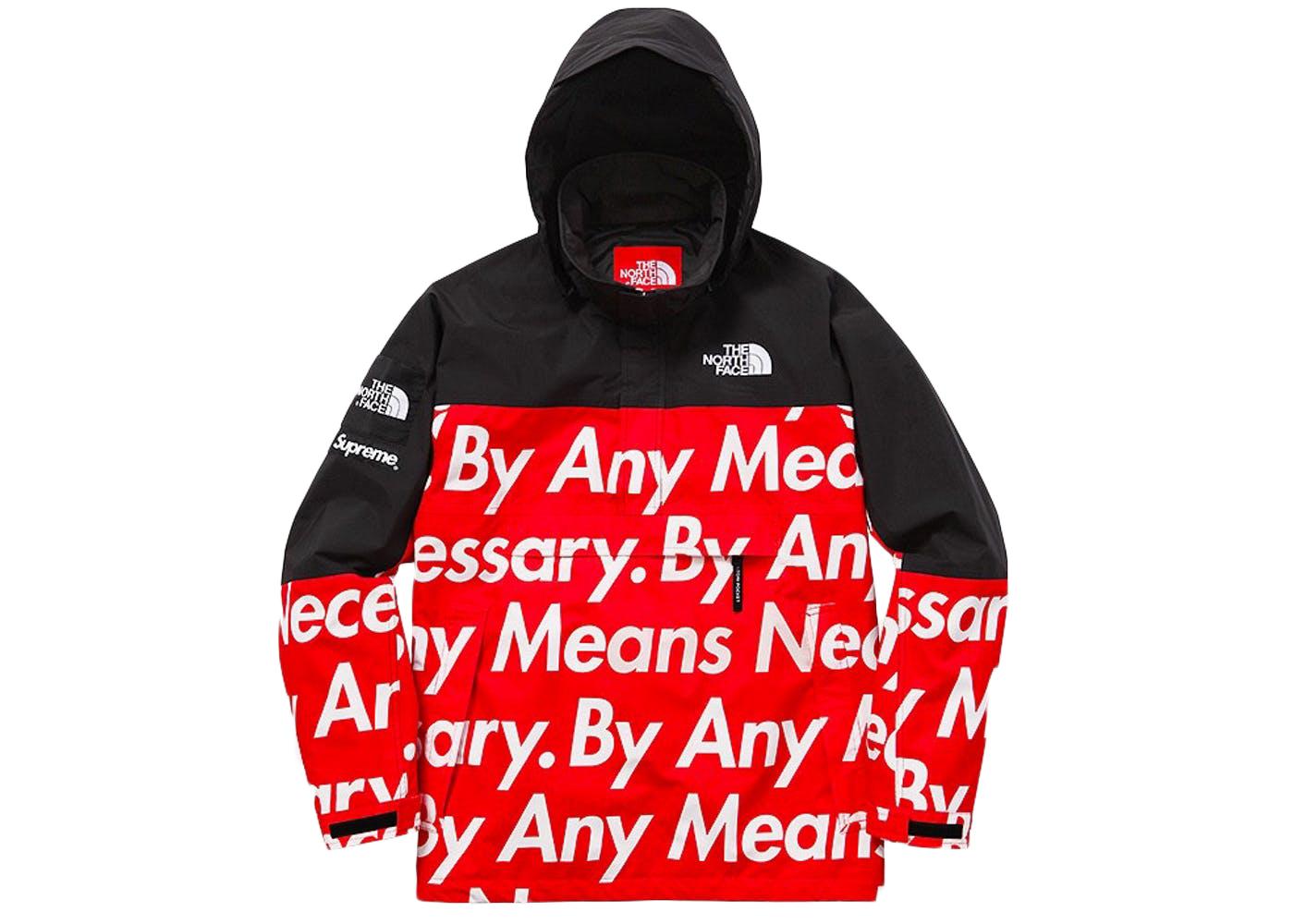 supreme the north face by any means nuptse jacket red