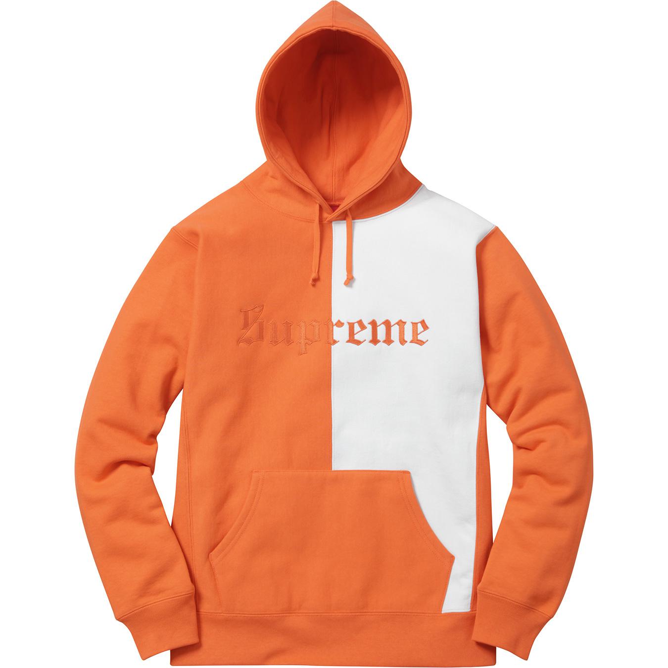supreme split old english hooded sweatshirt