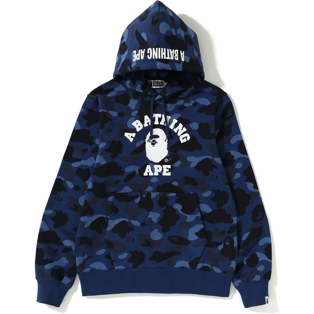 A Bathing Ape Color Camo College Pullover Hoodie Navy in Blue for Men ...