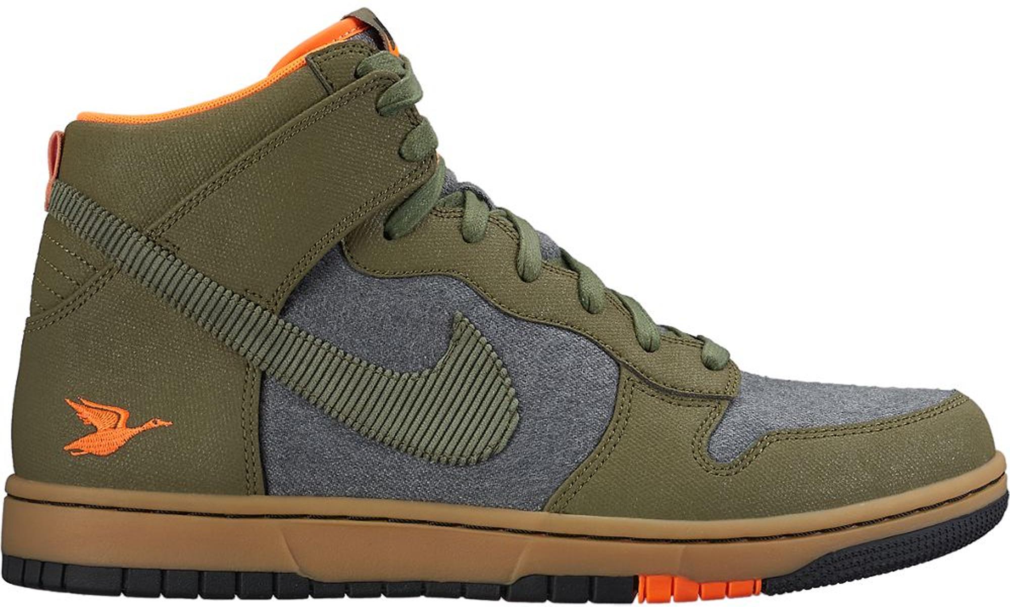 olive green and white dunks