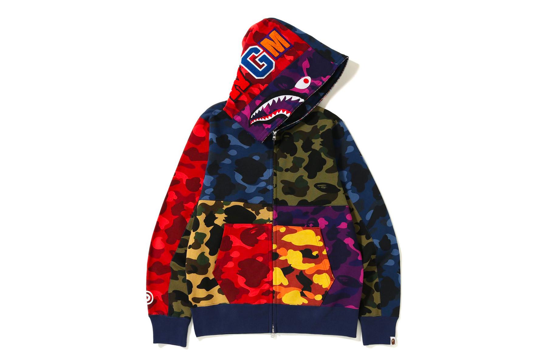 A Bathing Ape Mix Camo Shark Hoodie Multi in Red for Men - Lyst