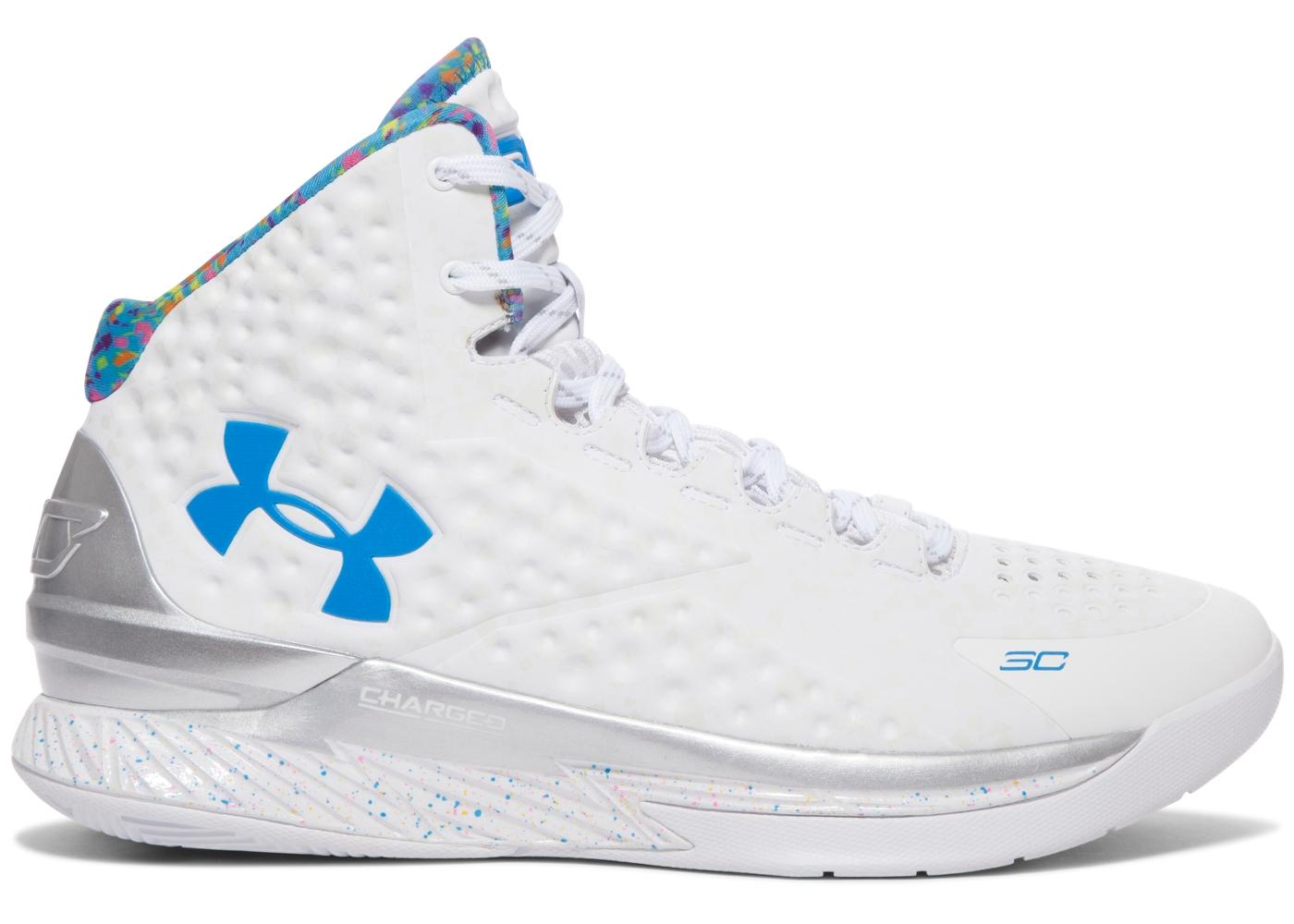 Under Armour Ua Curry 1 Splash Party in White/Metallic Silver-Blue ...