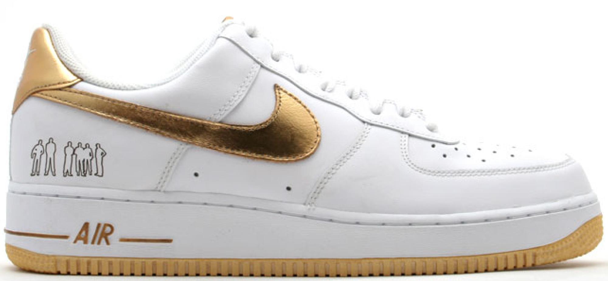 white and gold air force ones