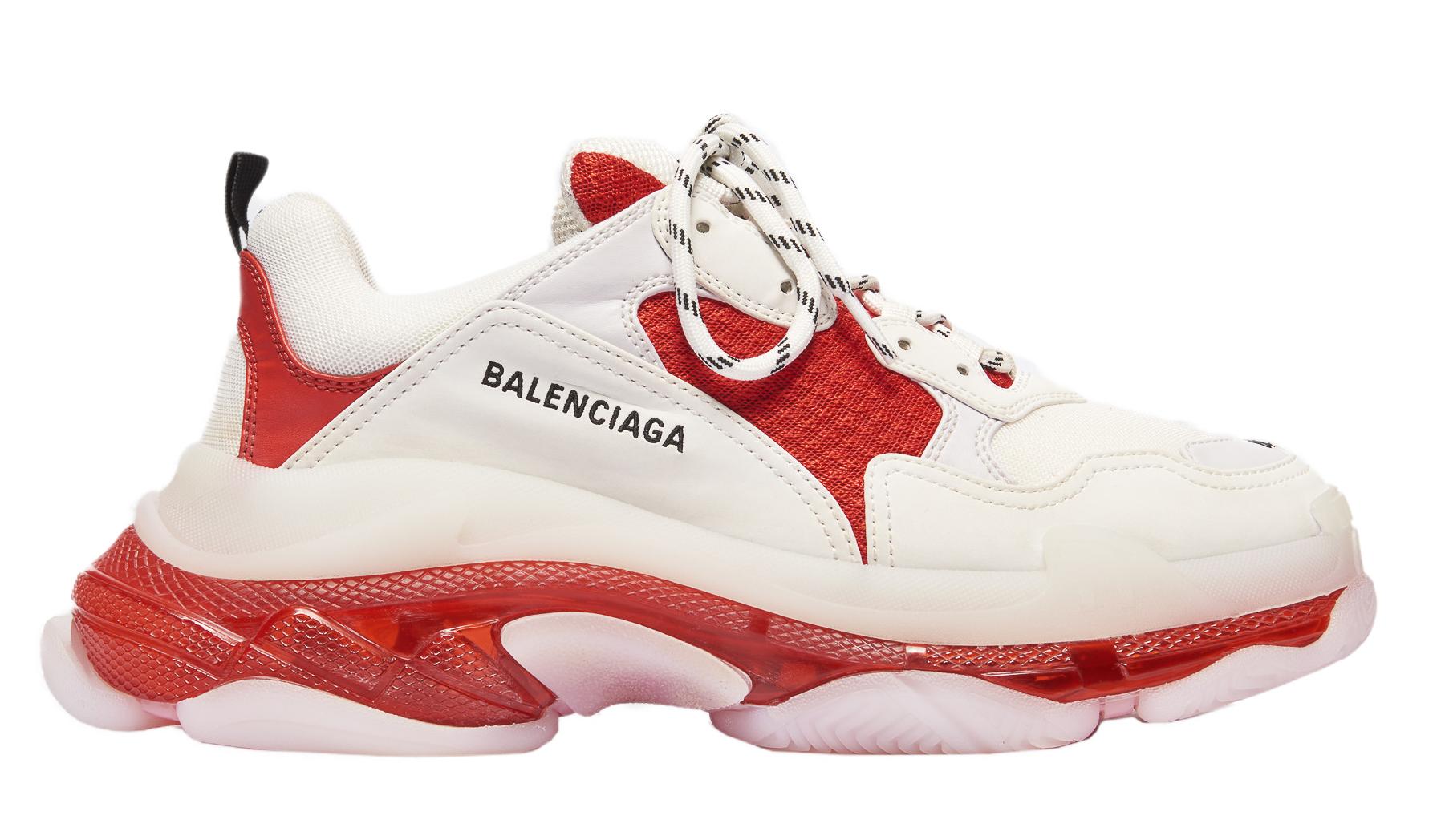 balenciaga triple s white and red