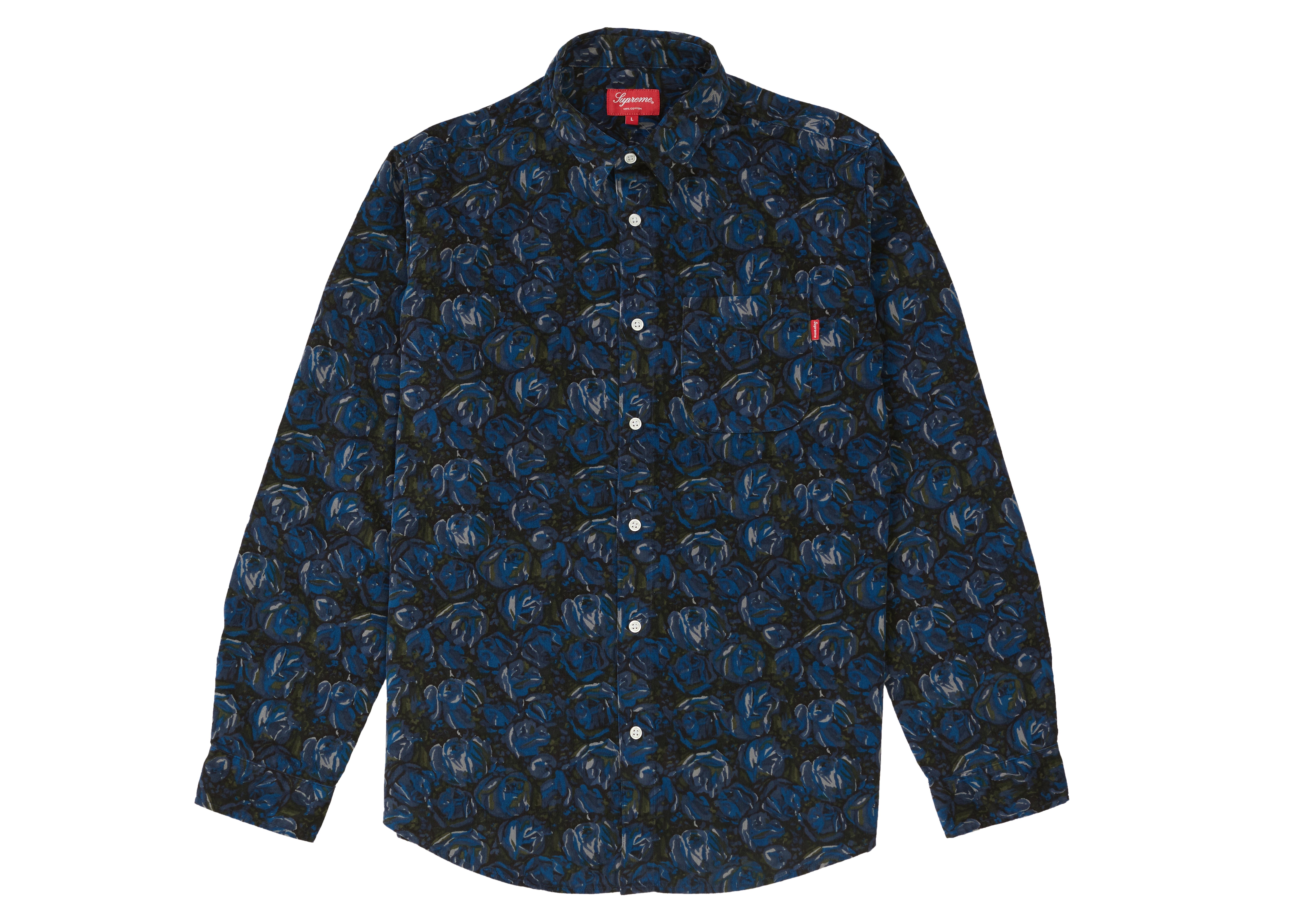 supreme roses corduroy shirt