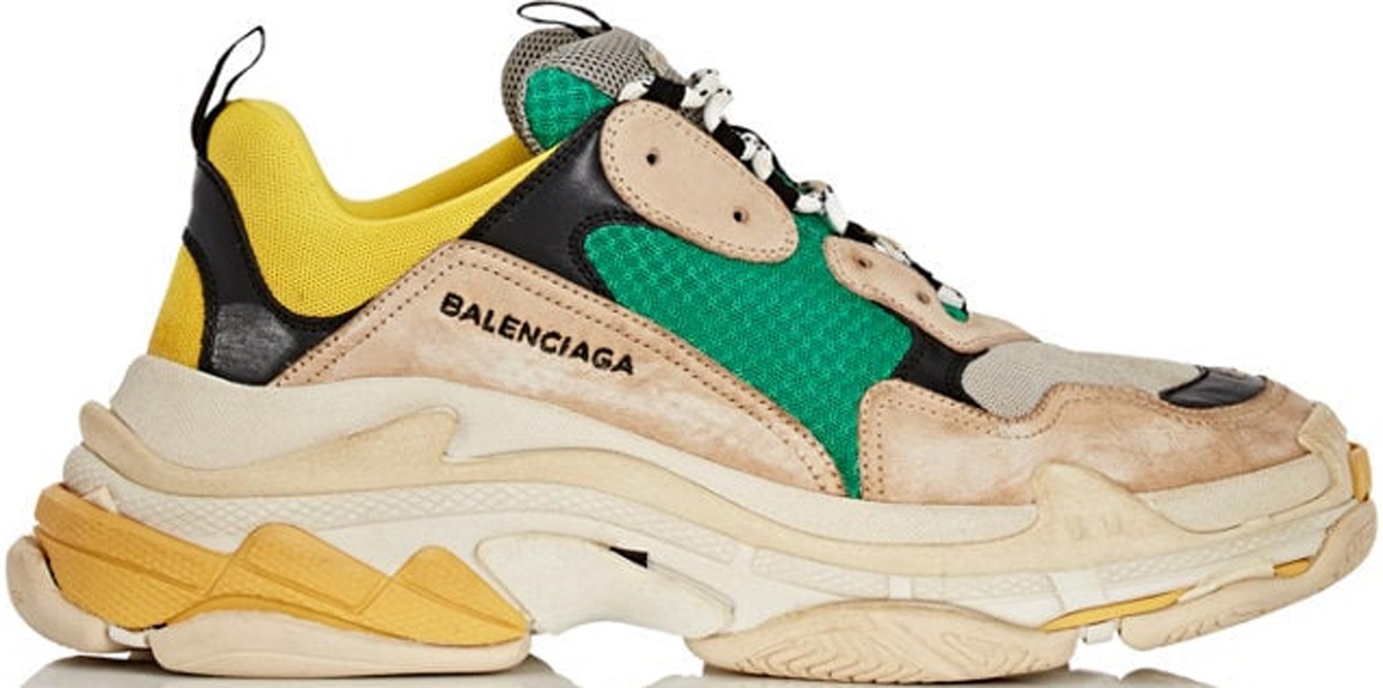 Balenciaga Leather Beige And Green Triple S Sneakers For Men Lyst Balenciaga Leather Beige And Green Triple S Sneakers For Men Lyst