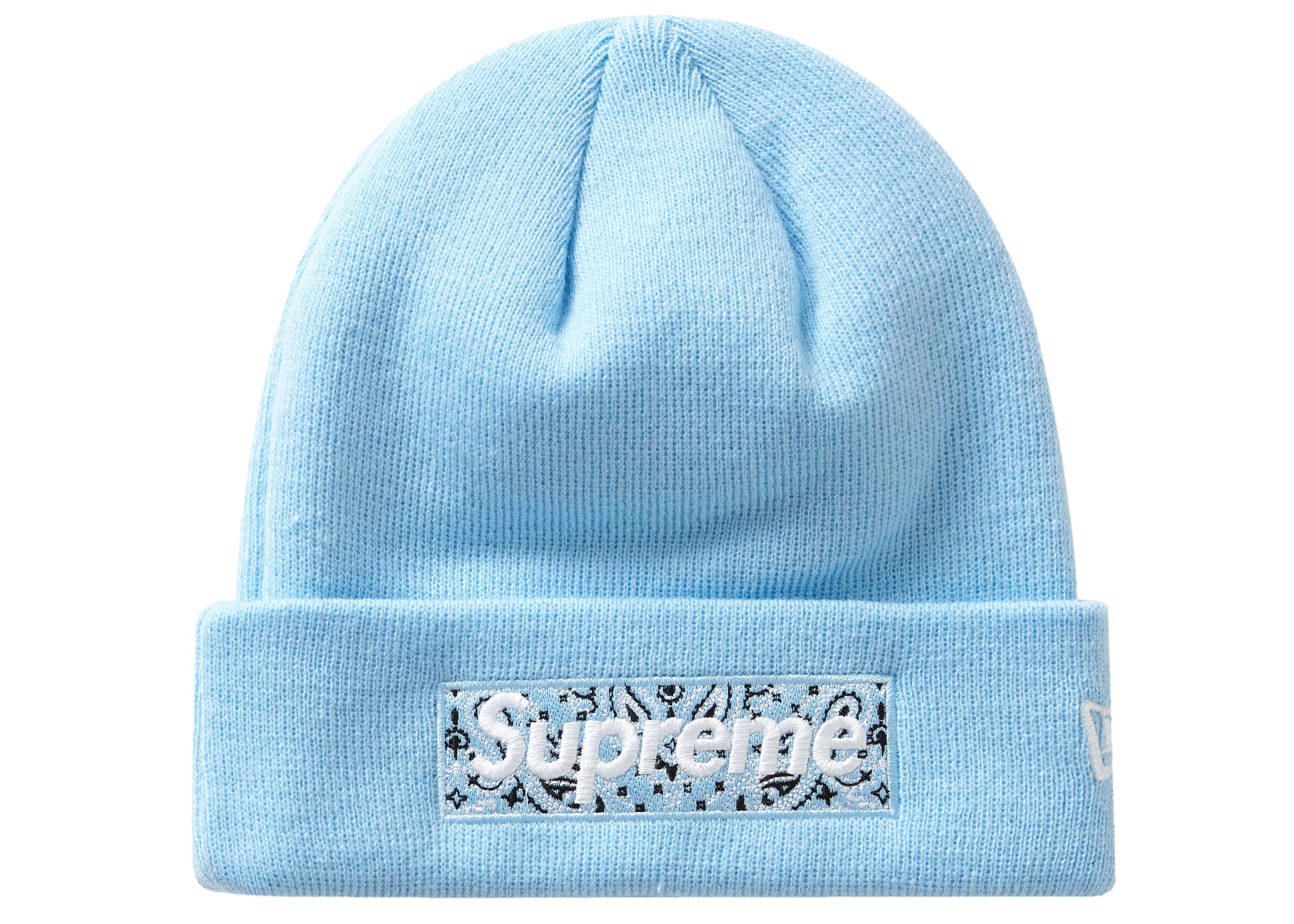 light blue supreme beanie