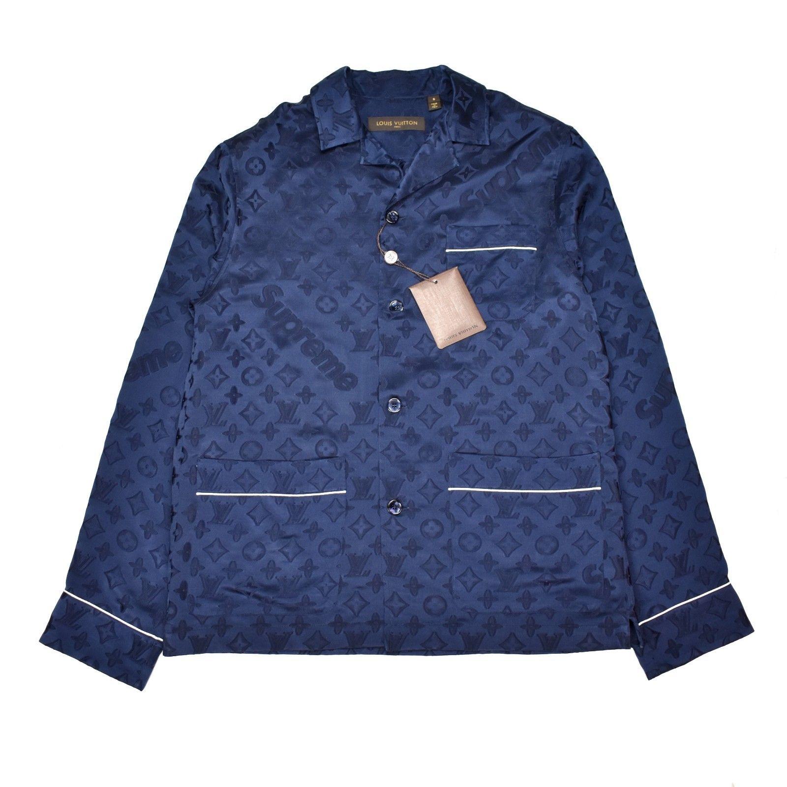Supreme X Louis Vuitton Jacquard Silk Pajama Shirt Blue for Men - Lyst