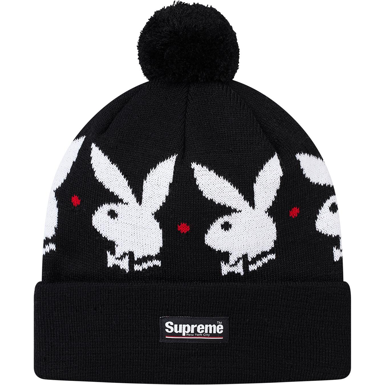black and white supreme beanie
