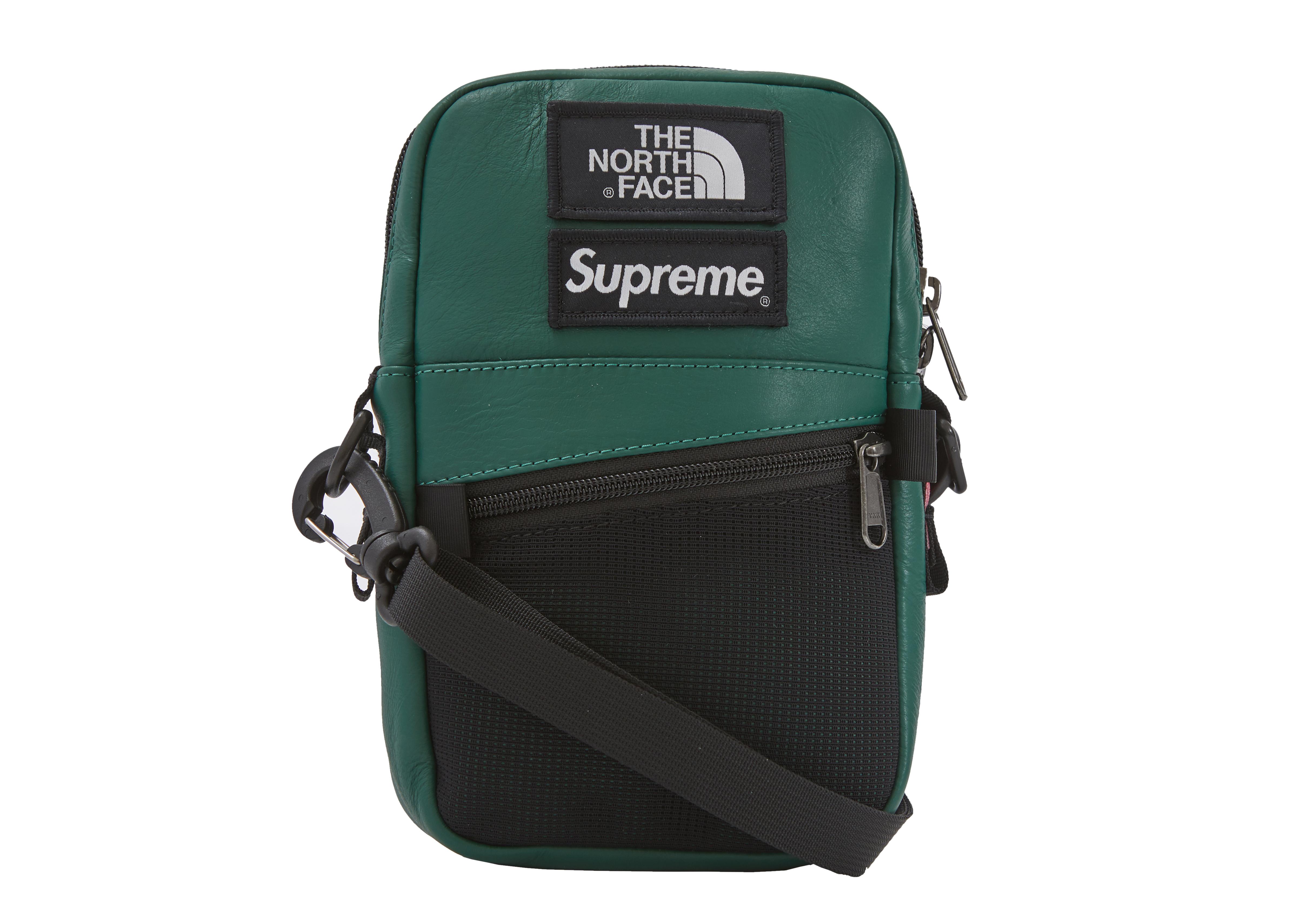 supreme the north face leather shoulder bag black