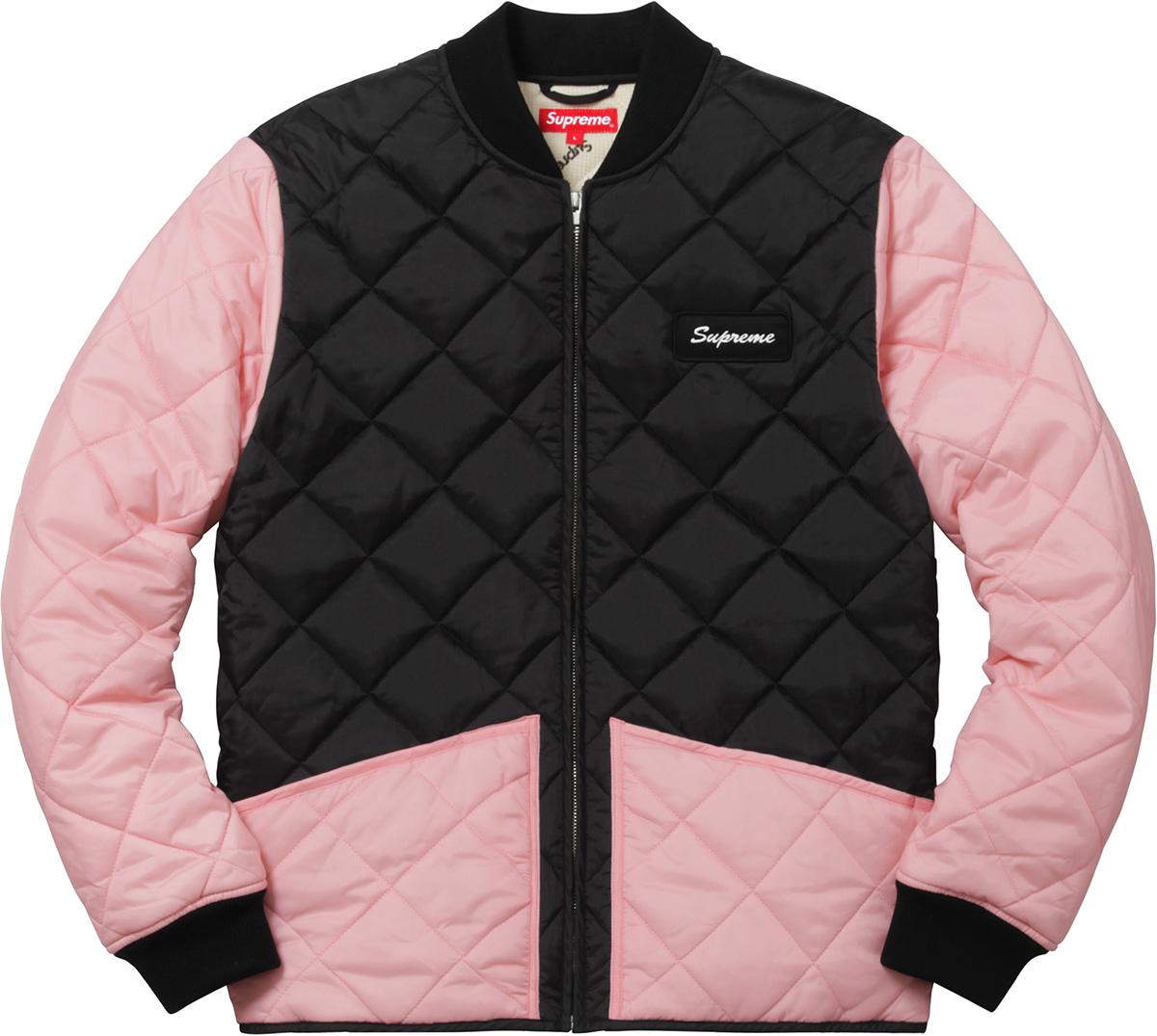 supreme color blocked quilted jacket