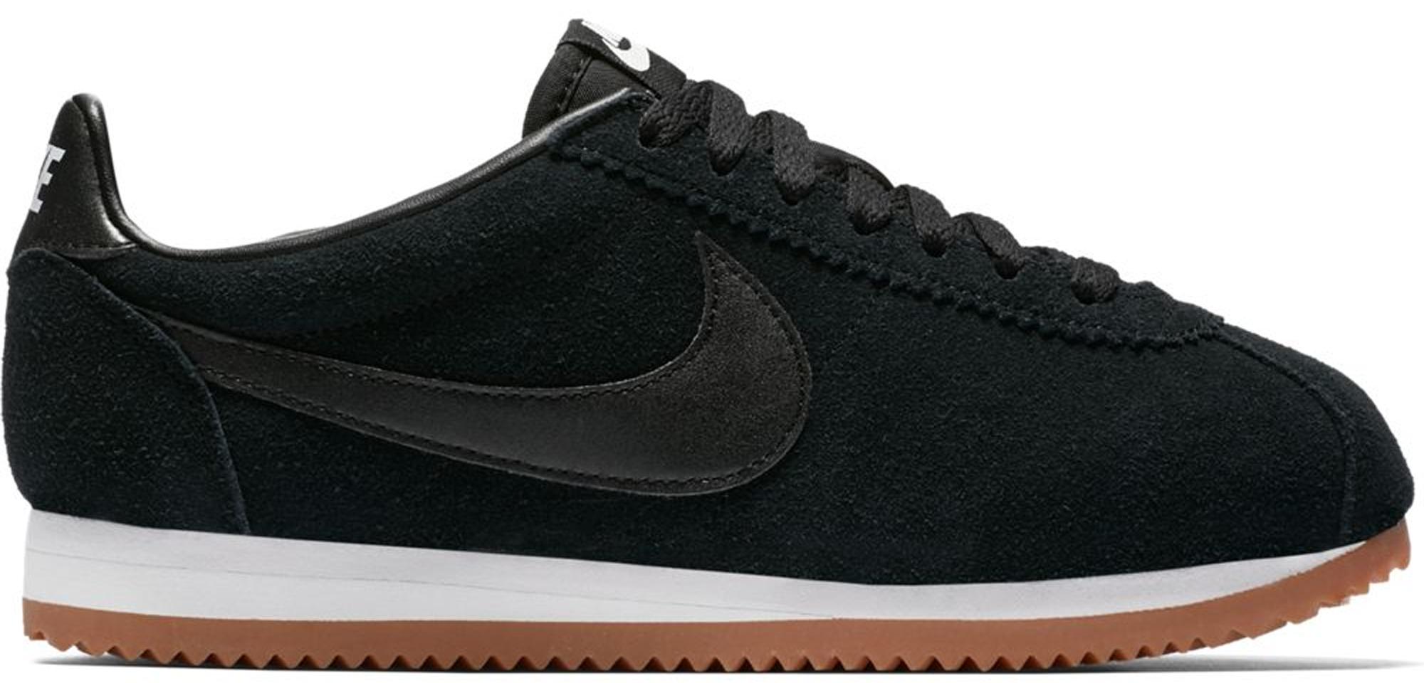 black nike cortez suede