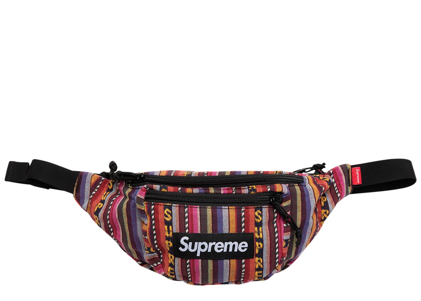 supreme woven stripe waist bag black