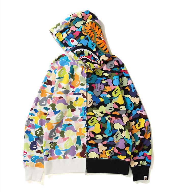 bape city camo half shark hoodie