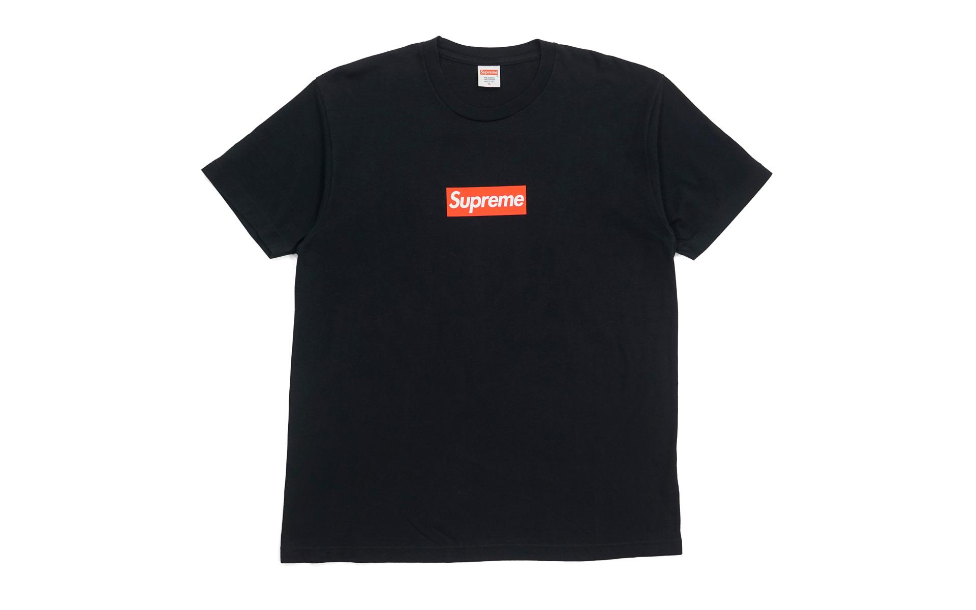 supreme black tee red box logo
