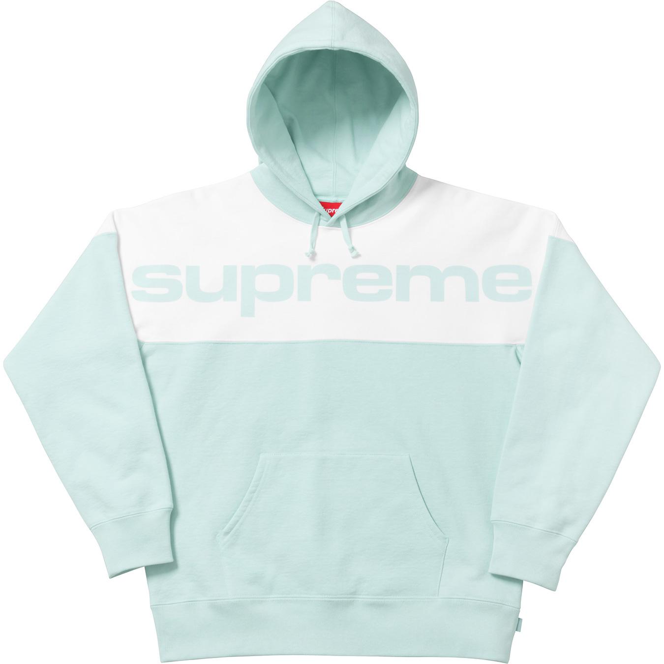 supreme blocked hoodie ice blue