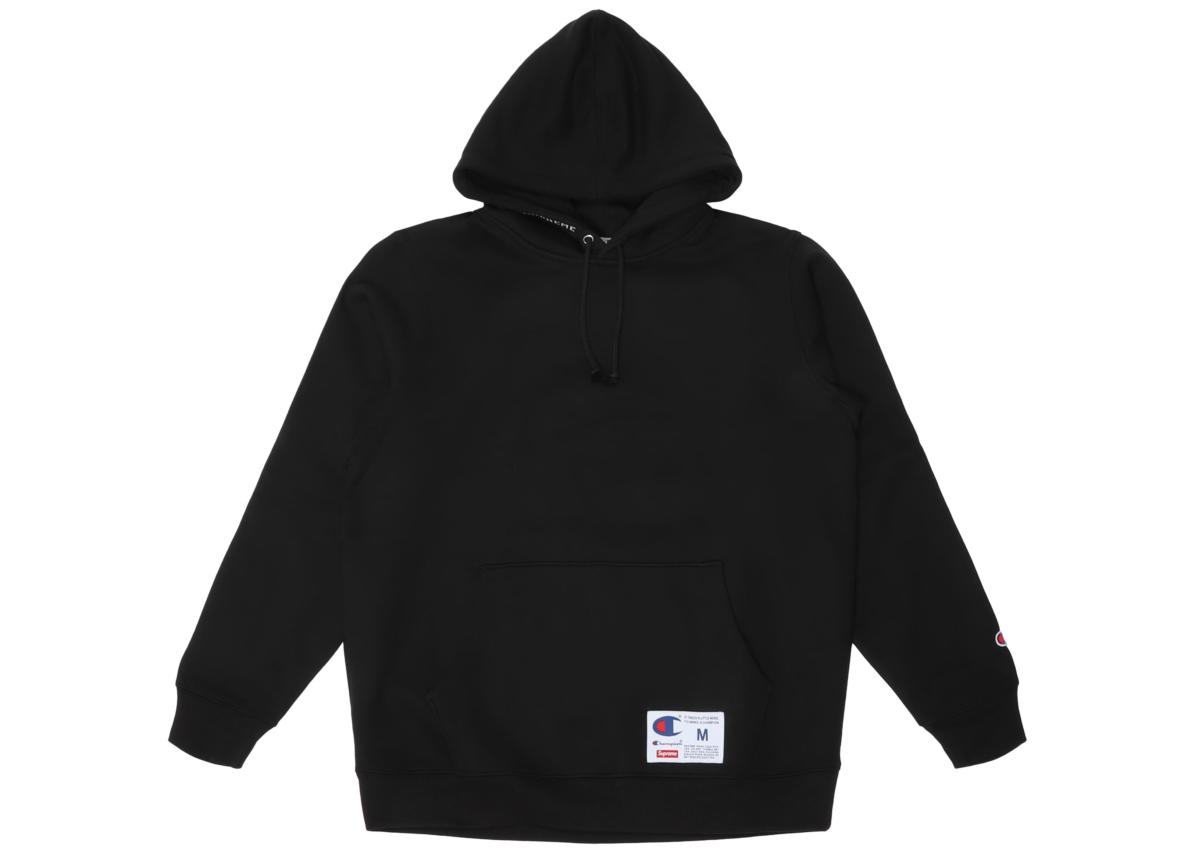 supreme x champion black hoodie
