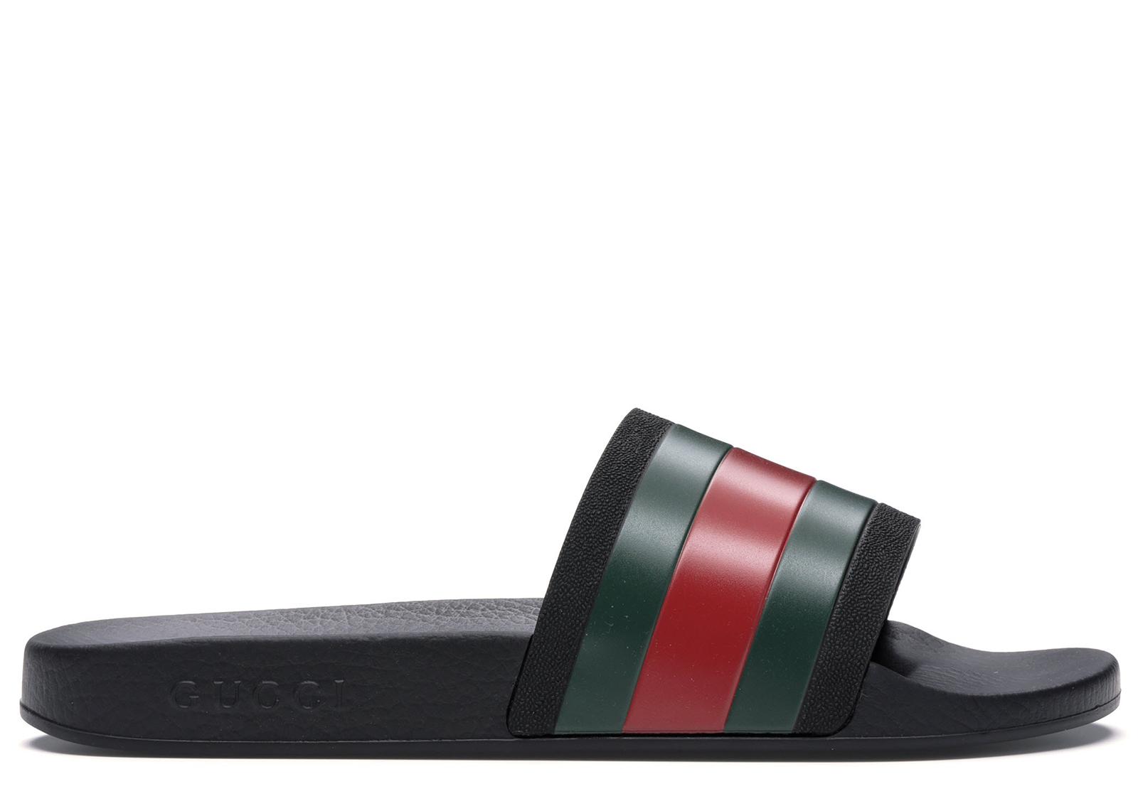 Gucci Rubber Slides Red Green in Black 