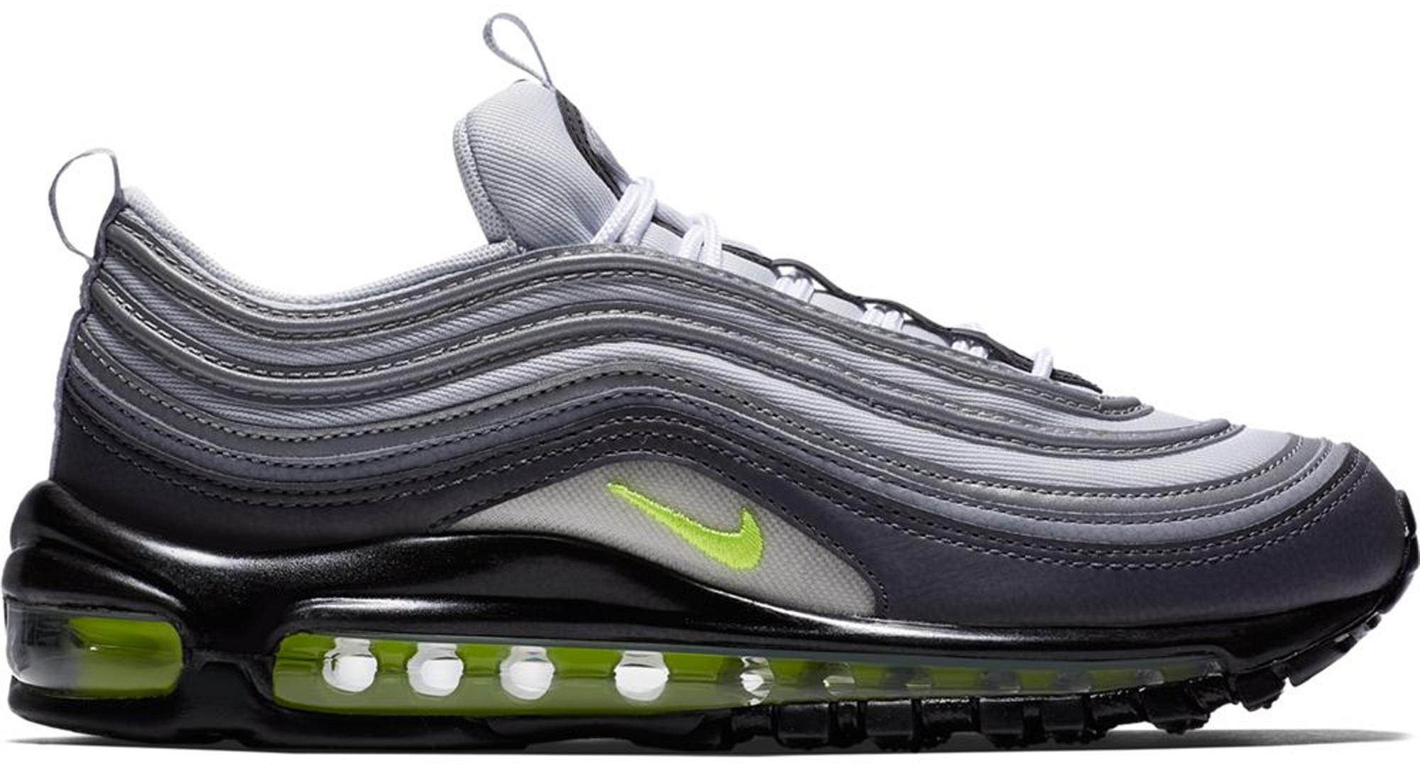grey and neon nike shoes