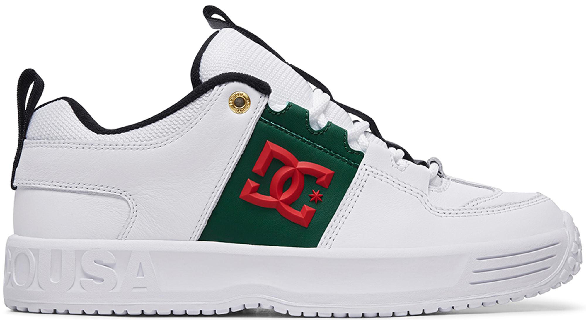 white and green dc shoes