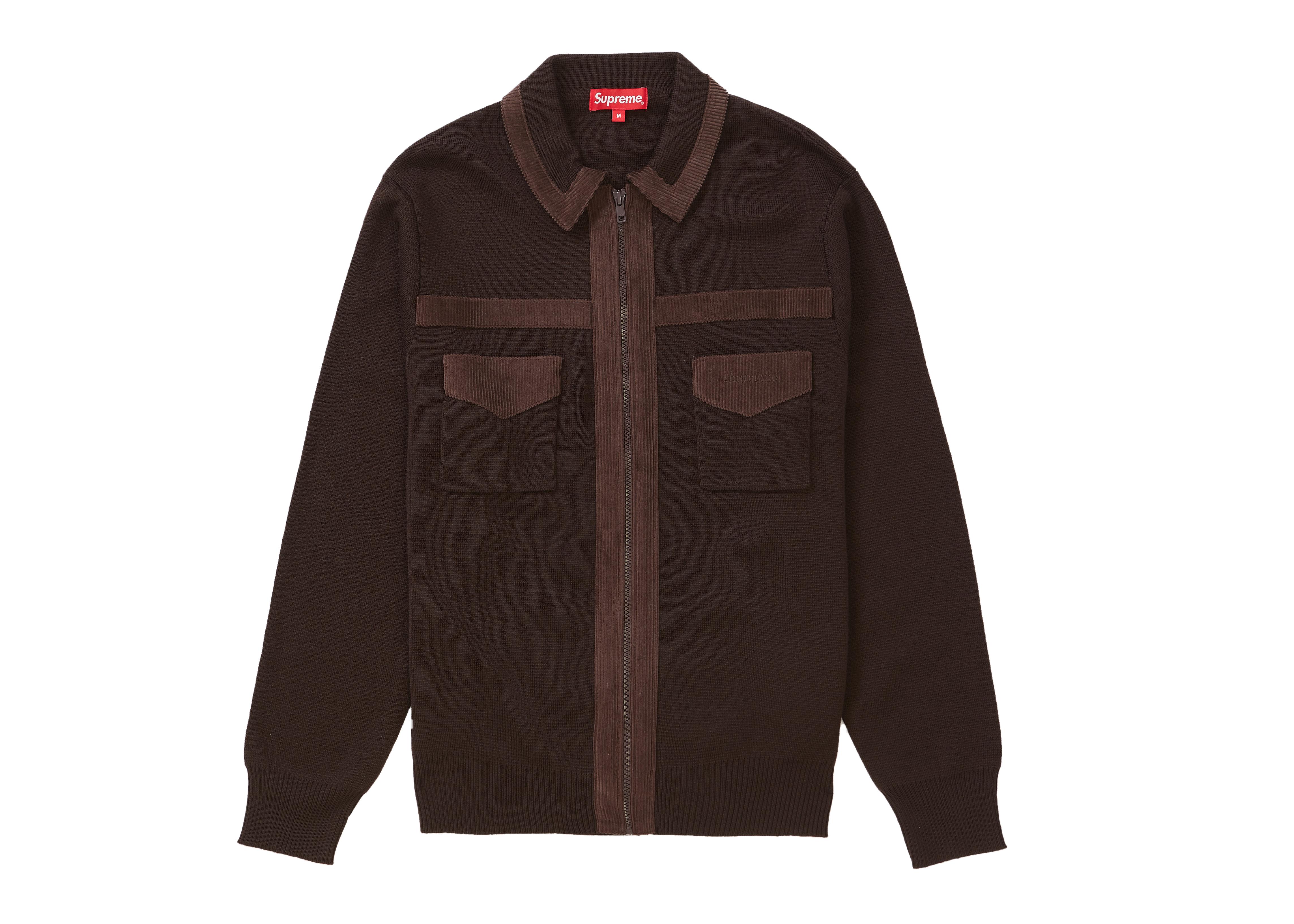 corduroy detailed zip sweater