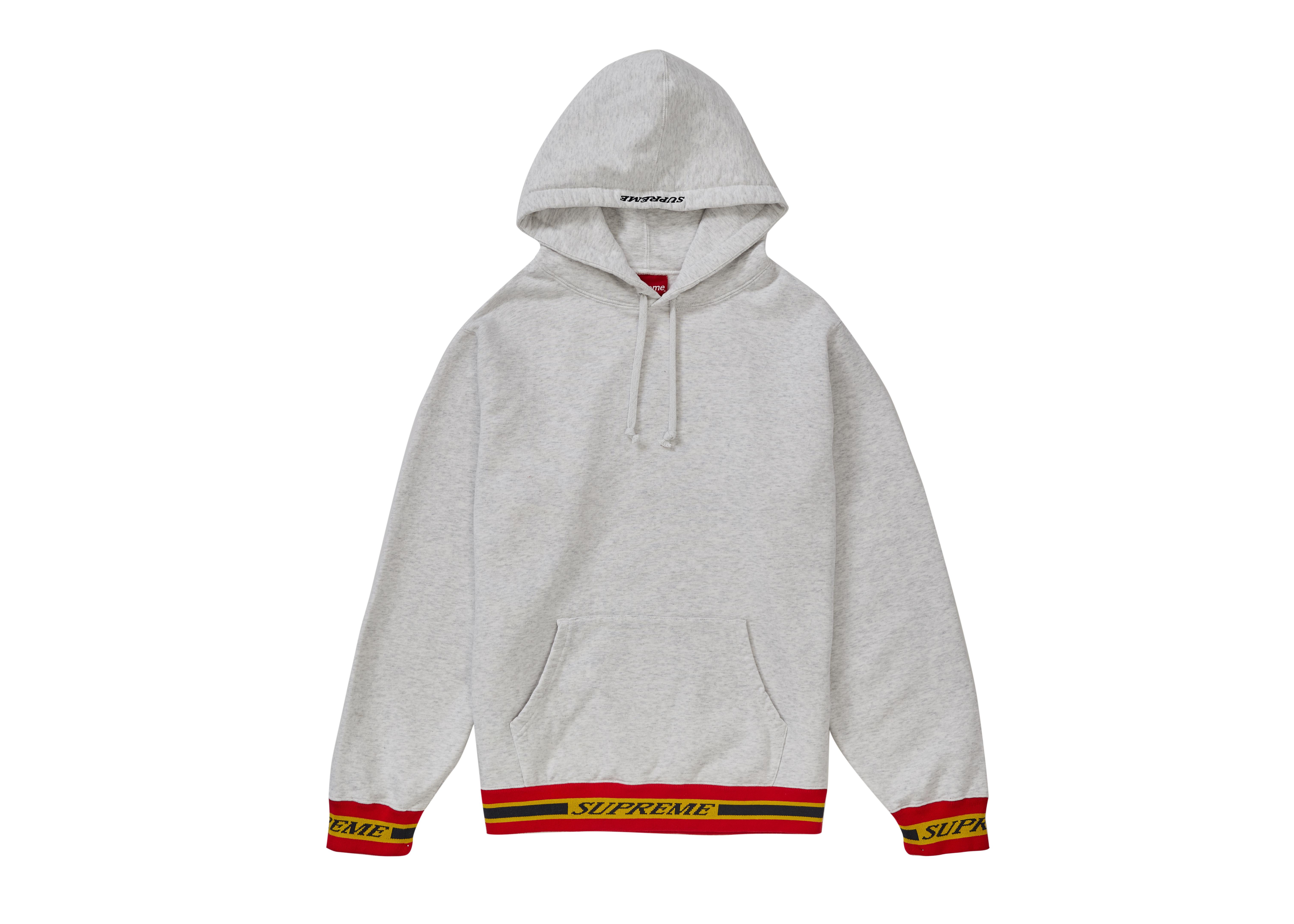 supreme striped rib hooded sweatshirt ash grey