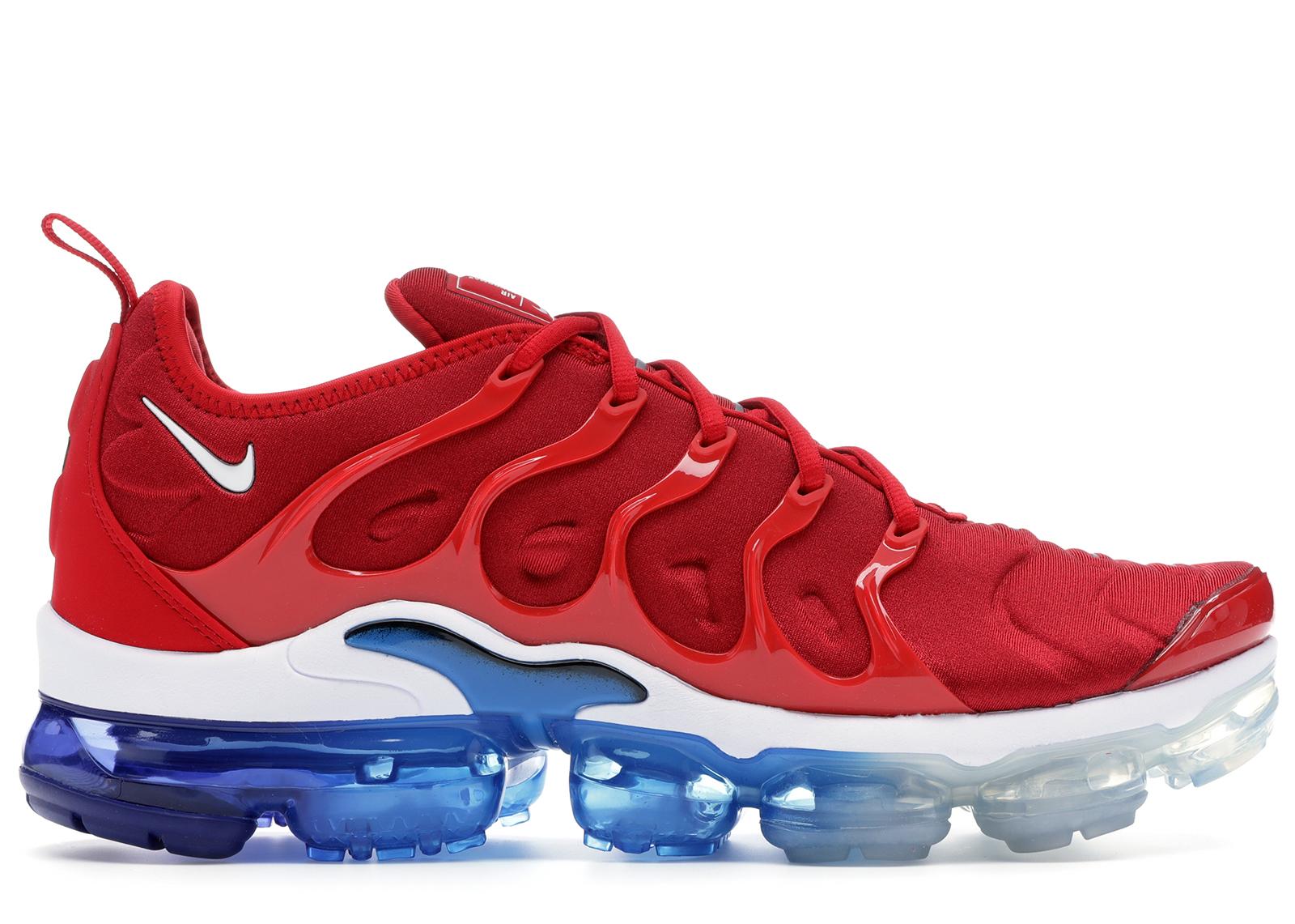 vapormax plus white and university red