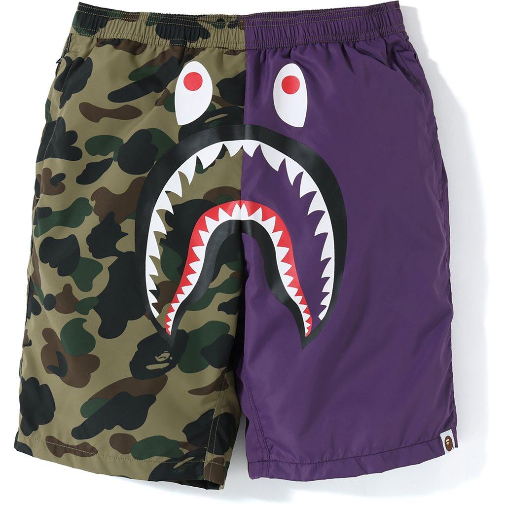 A Bathing Ape Half 1st Camo Shark Beach Shorts Purple/green for Men - Lyst