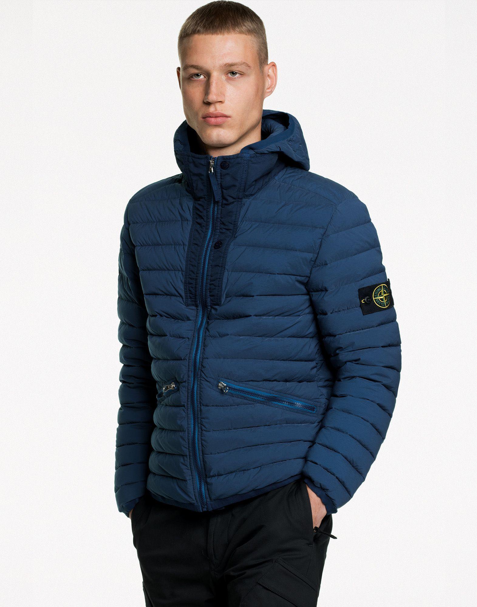 Stone Island Synthetic Loom Woven Nylon Down Jacket in Marine Blue (Blue)  for Men - Lyst