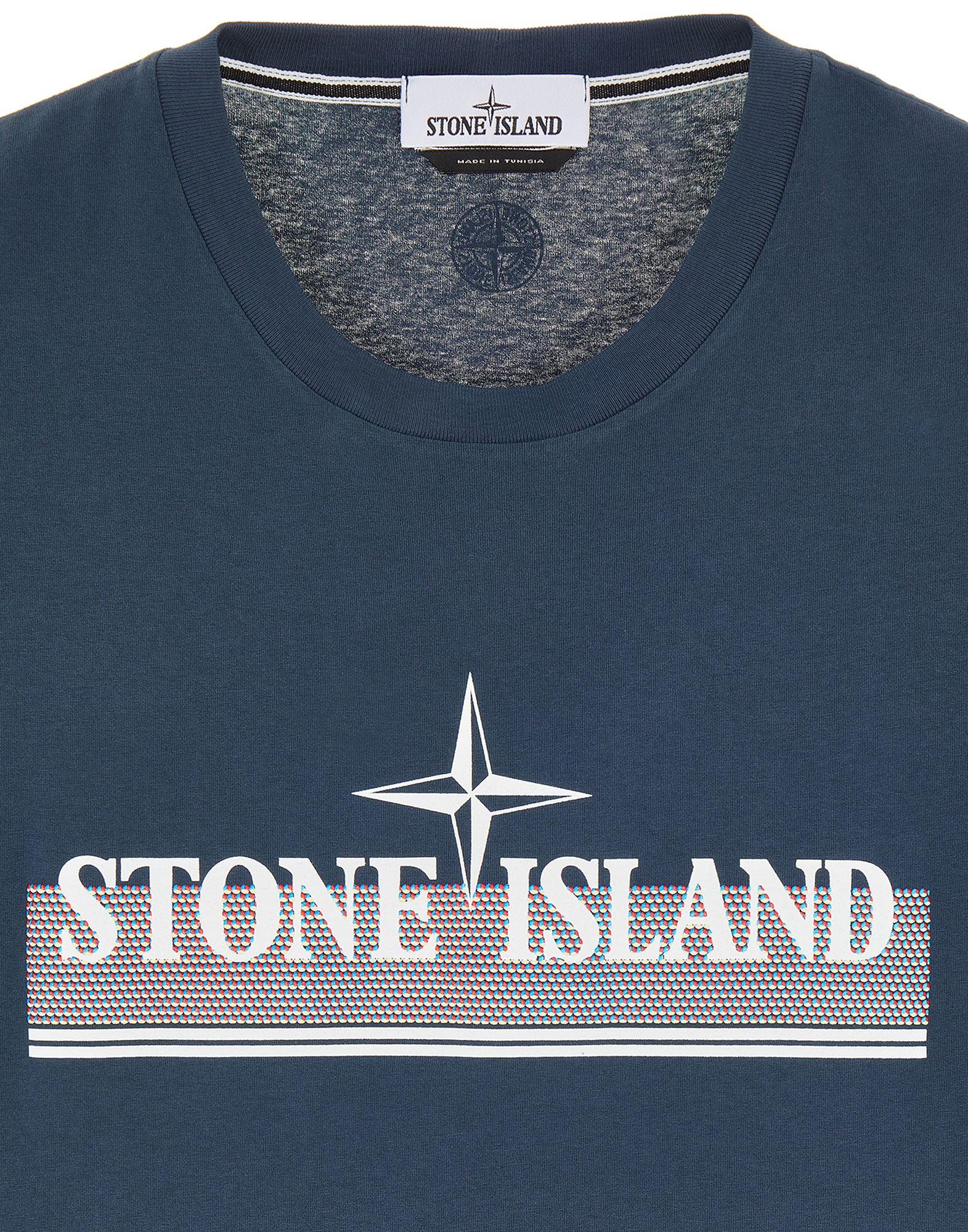 Stone Island 2ns92 30/1 Cotton Jersey 'tricromia One' Print_garment Dyed in  Blue for Men | Lyst