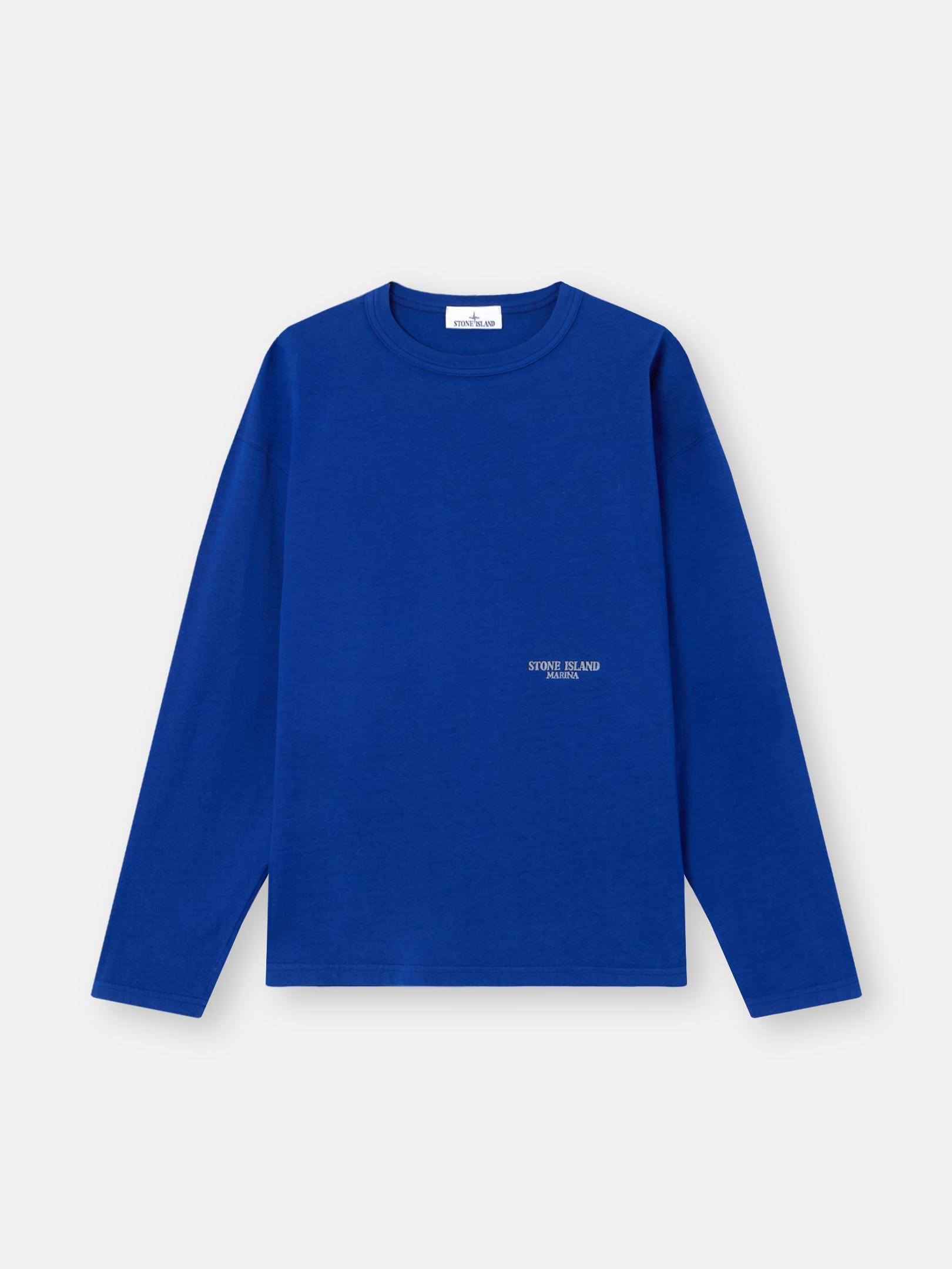 Stone Island 2100004 Combed Organic Cotton Jersey Marina in Blue 
