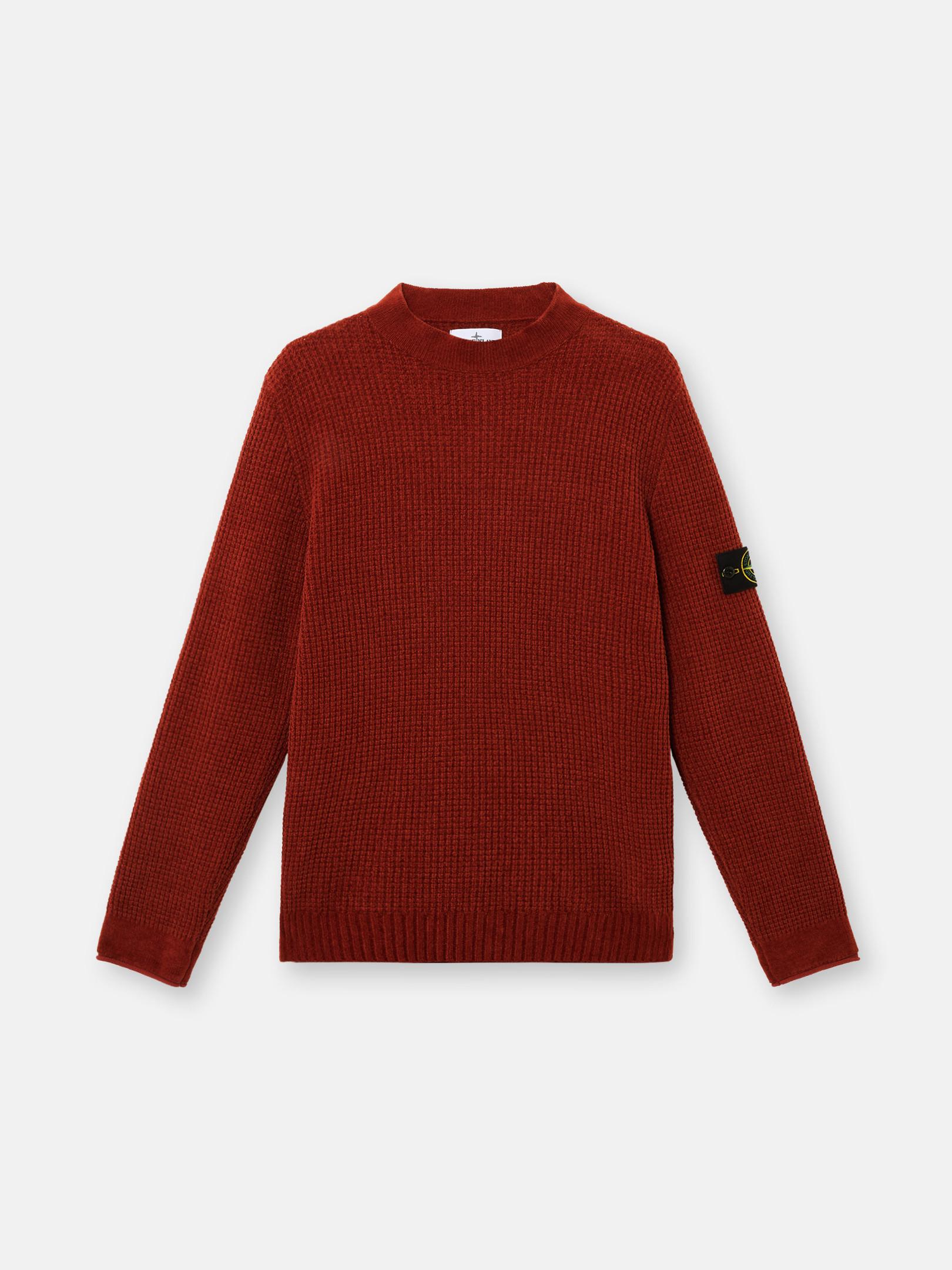Wool Stone Island Sweater Rot Hoodie Crew Neck Stone Island