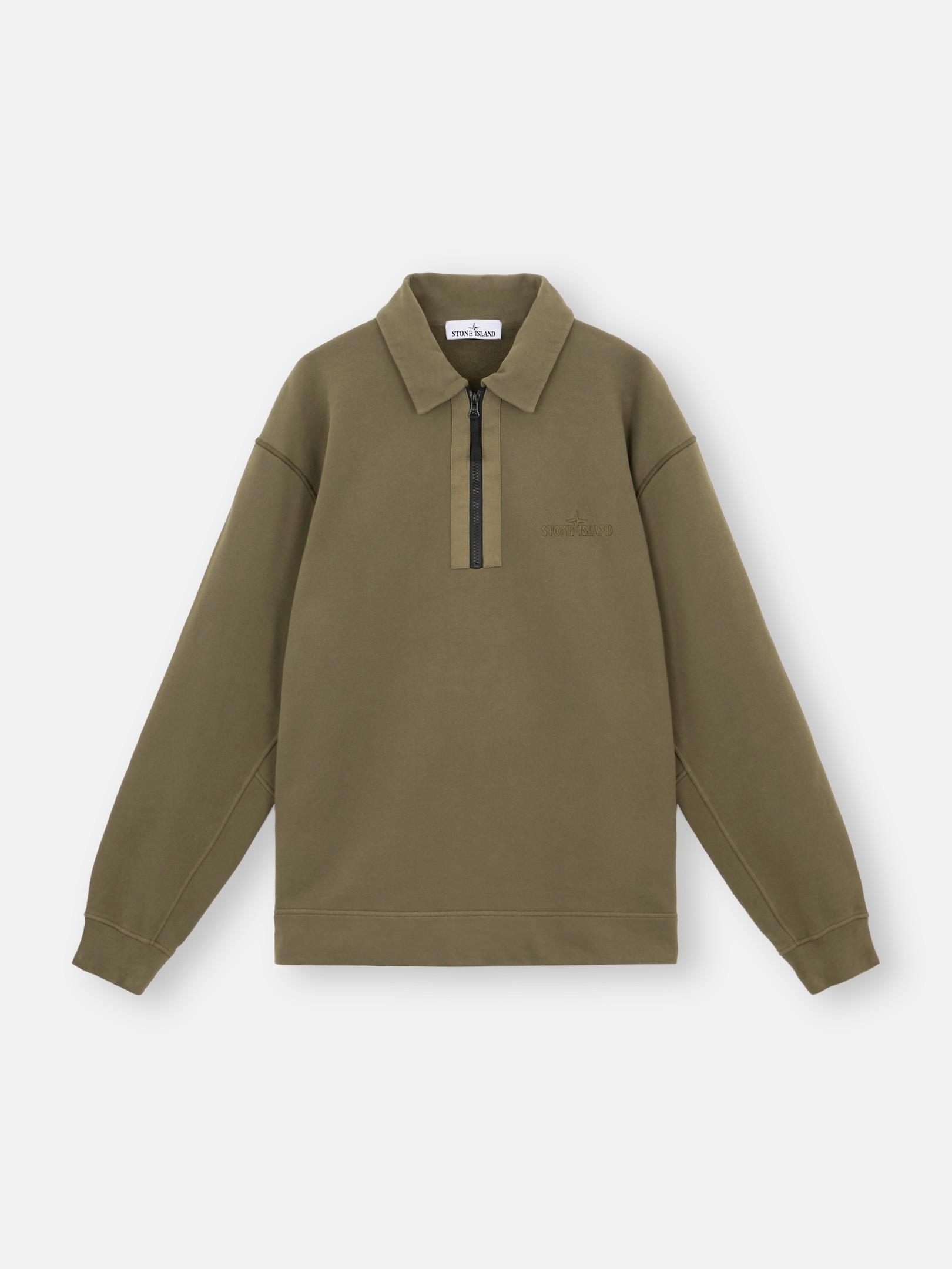 Stone Island | 63420 Brushed Organic Cotton Half Zip Fleece | 1/4 Zip Fleece  Tops | Cruise Fashion