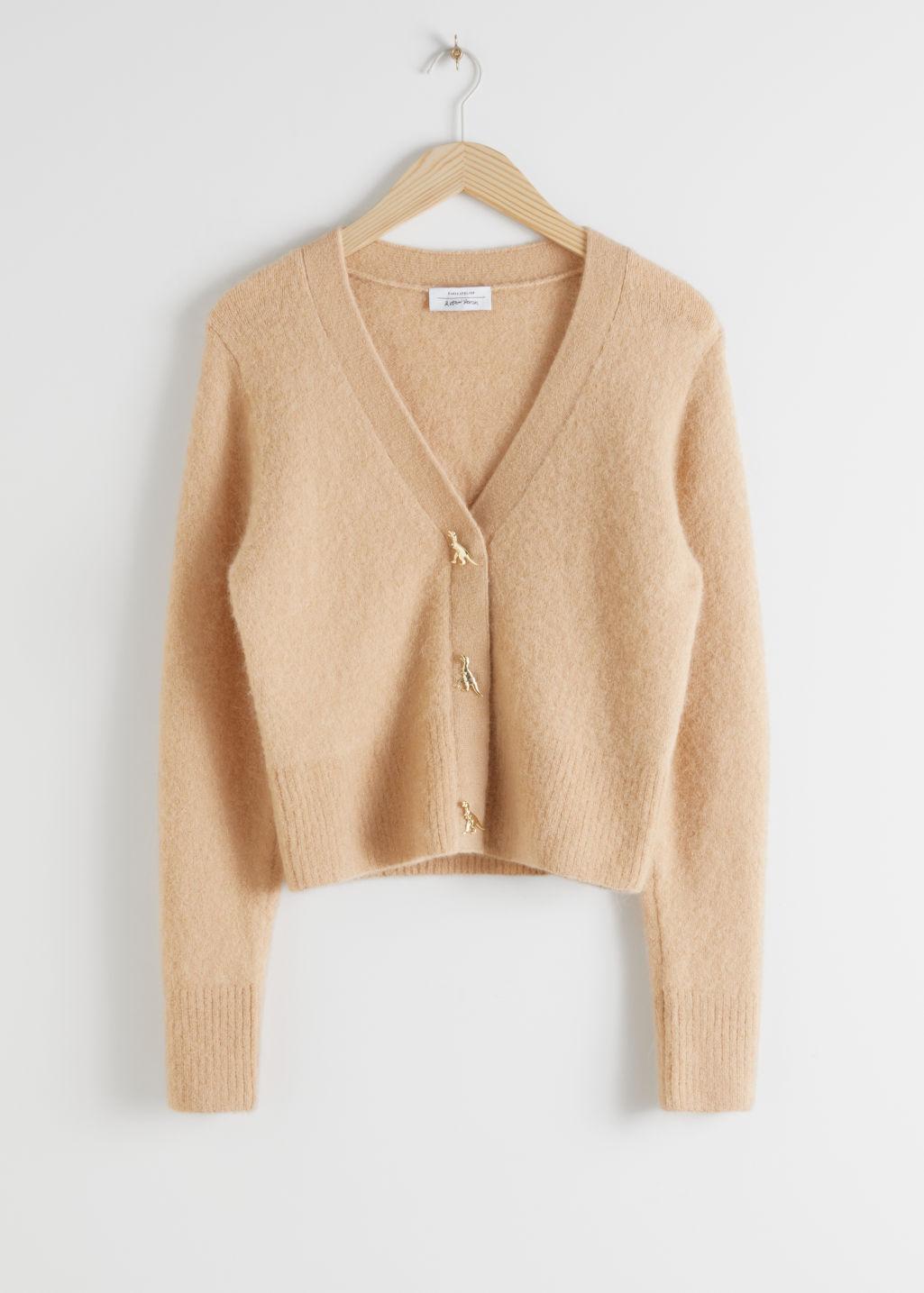 & Other Stories Dinosaur Button Knit Cardigan in Beige (Natural) - Lyst